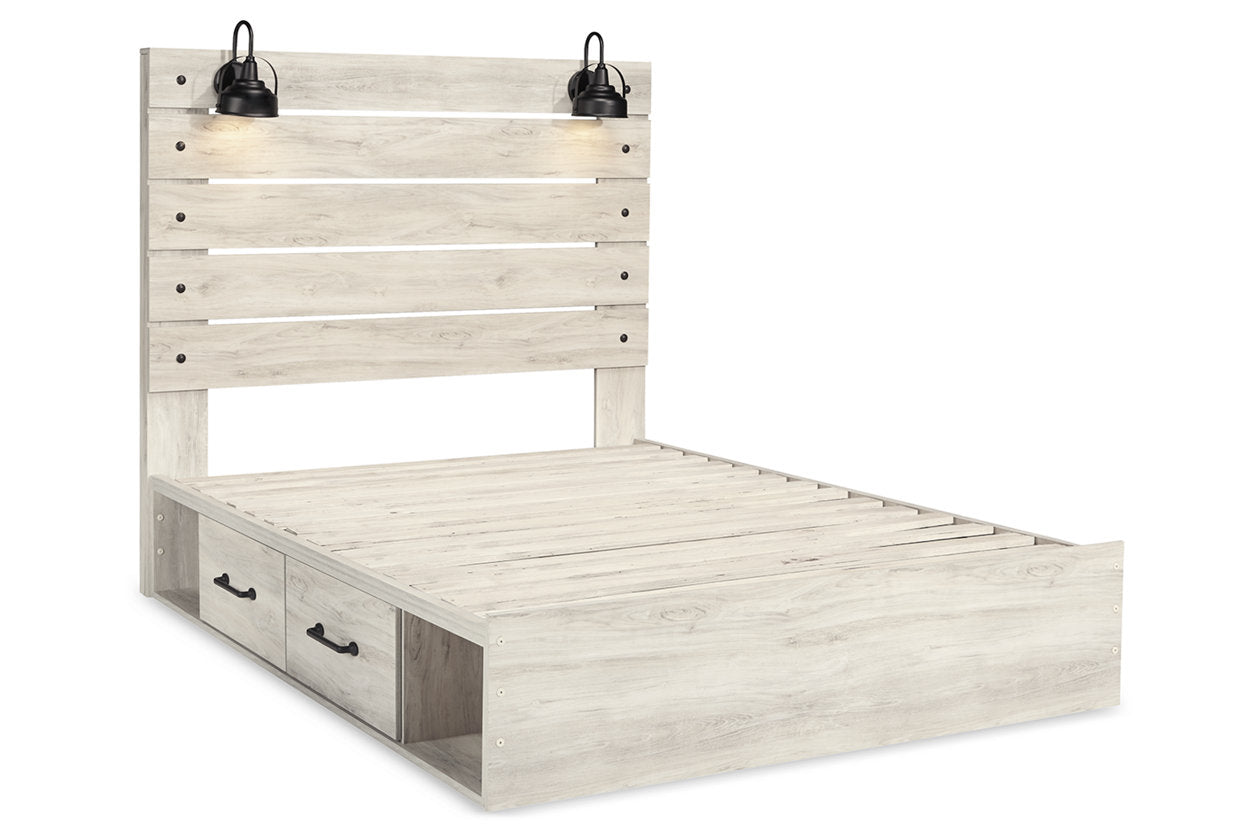 Cambeck Whitewash Queen Panel Bed with 2 Storage Drawers - SET | B100-13 | B192-160 | B192-54 | B192-57 - Luna Furniture - Dallas Store
