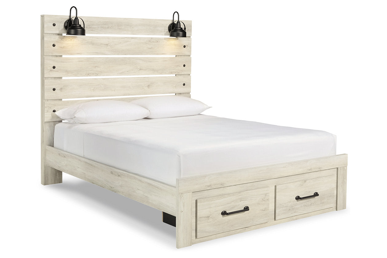 Cambeck Whitewash Queen Panel Bed with 2 Storage Drawers - SET | B192-54S | B192-57 | B192-96 - Luna Furniture - Dallas Store