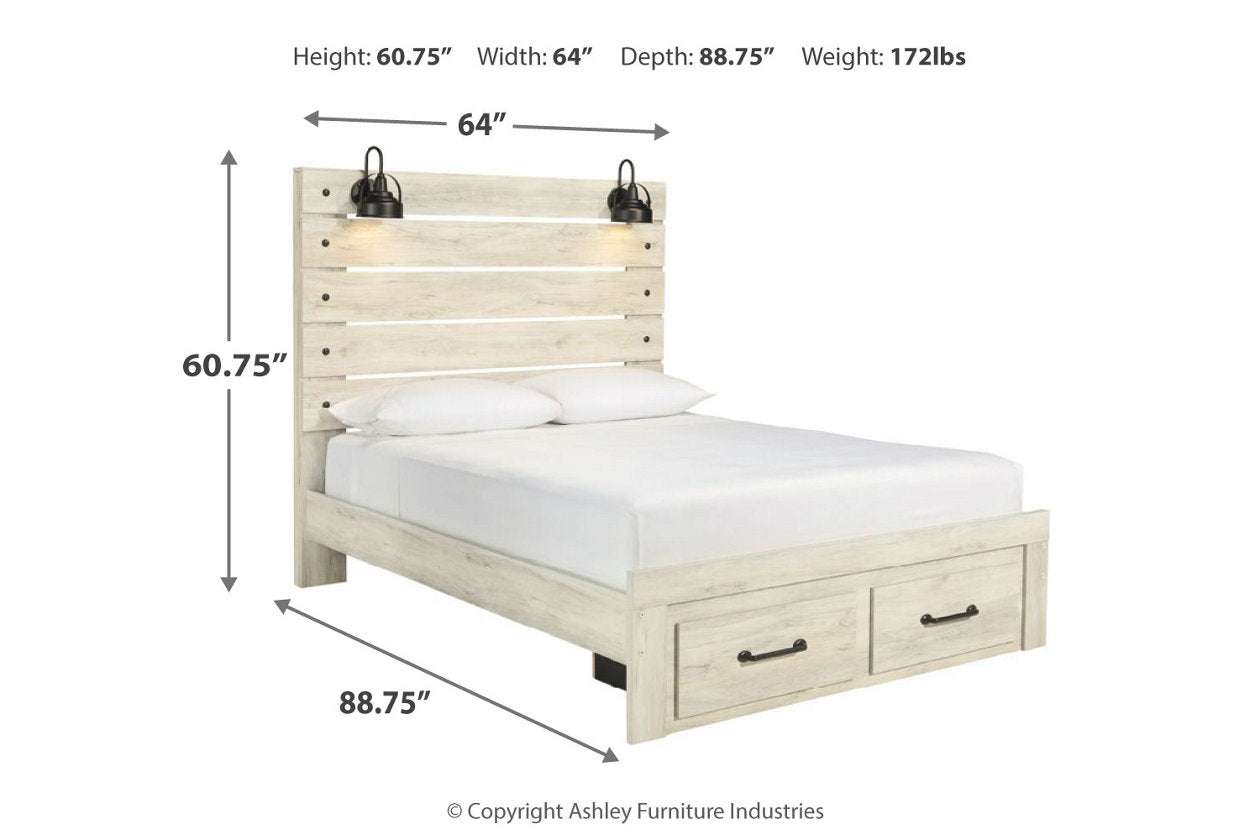 Cambeck Whitewash Queen Panel Bed with 2 Storage Drawers - SET | B192-54S | B192-57 | B192-96 - Luna Furniture - Dallas Store