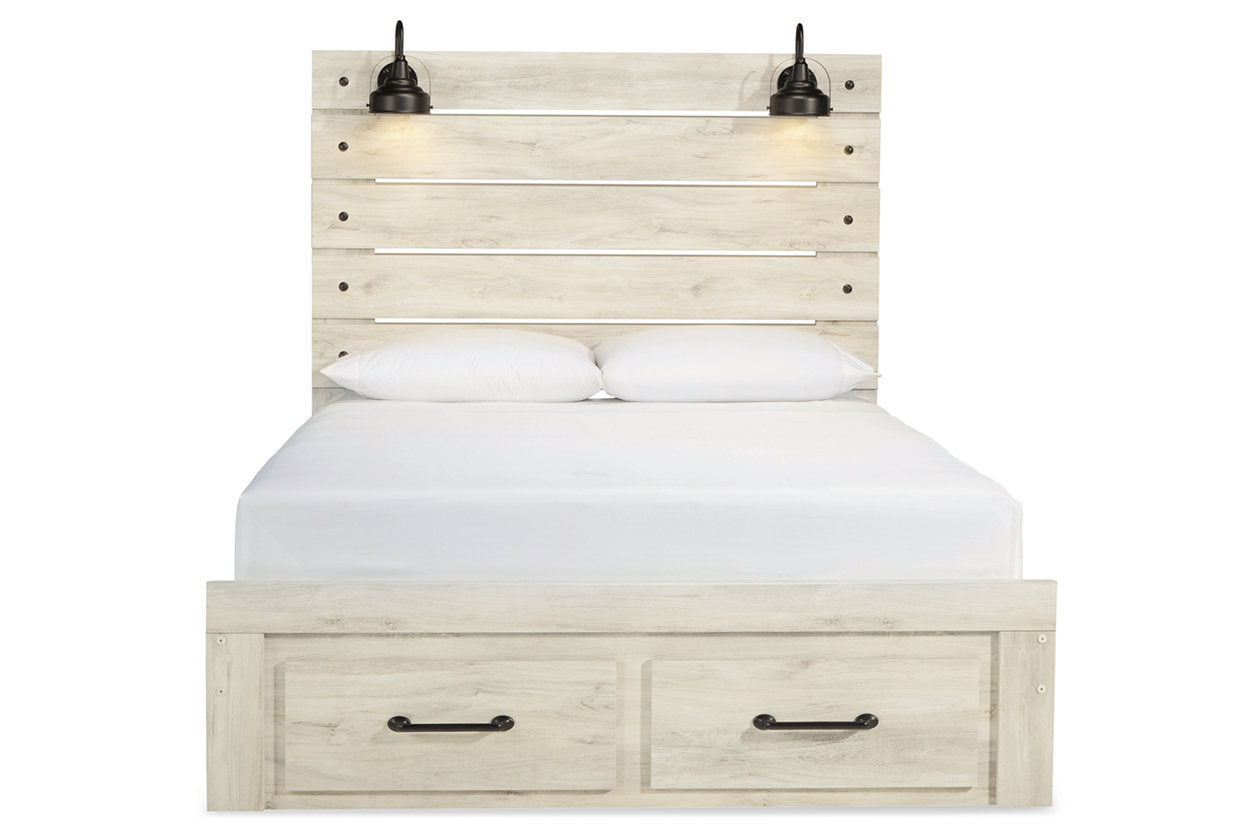 Cambeck Whitewash Queen Panel Bed with 2 Storage Drawers - SET | B192-54S | B192-57 | B192-96 - Luna Furniture - Dallas Store