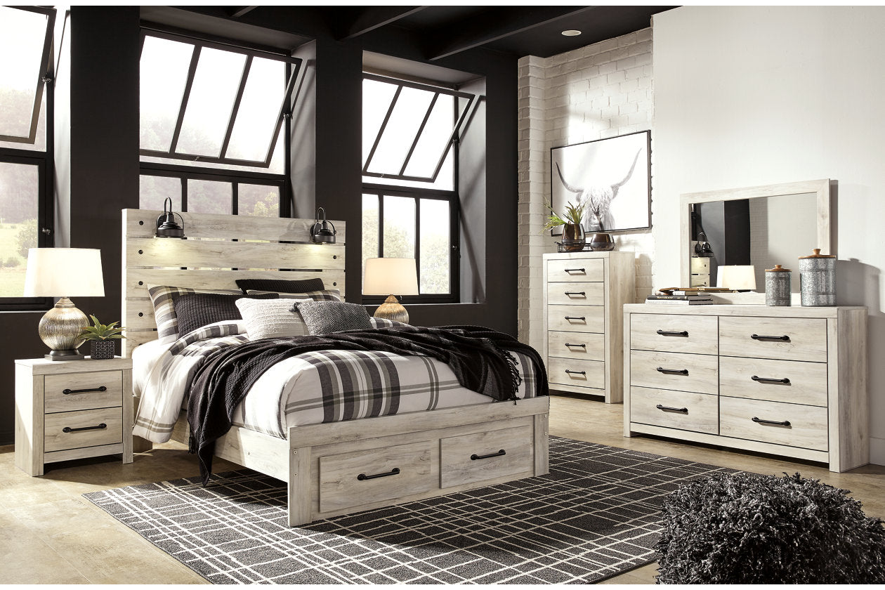 Cambeck Whitewash Queen Panel Bed with 2 Storage Drawers - SET | B192-54S | B192-57 | B192-96 - Luna Furniture - Dallas Store