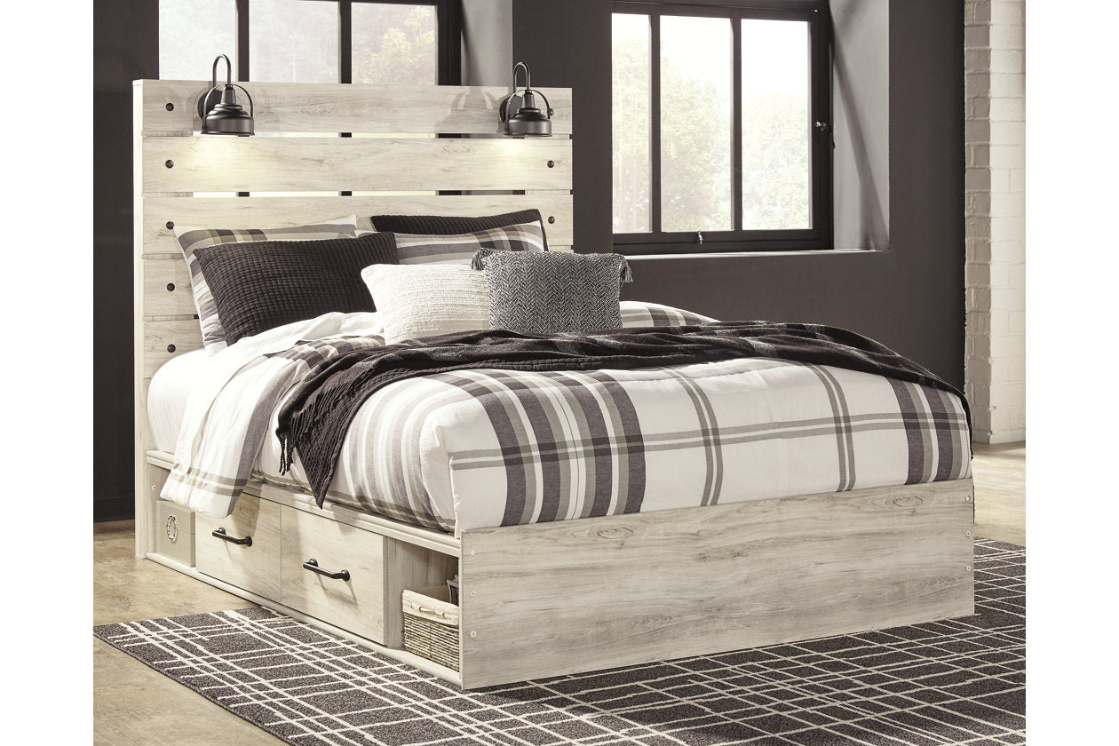 Cambeck Whitewash Queen Panel Bed with 4 Storage Drawers - SET | B100-13 | B192-54 | B192-57 | B192-60(2) - Luna Furniture - Dallas Store