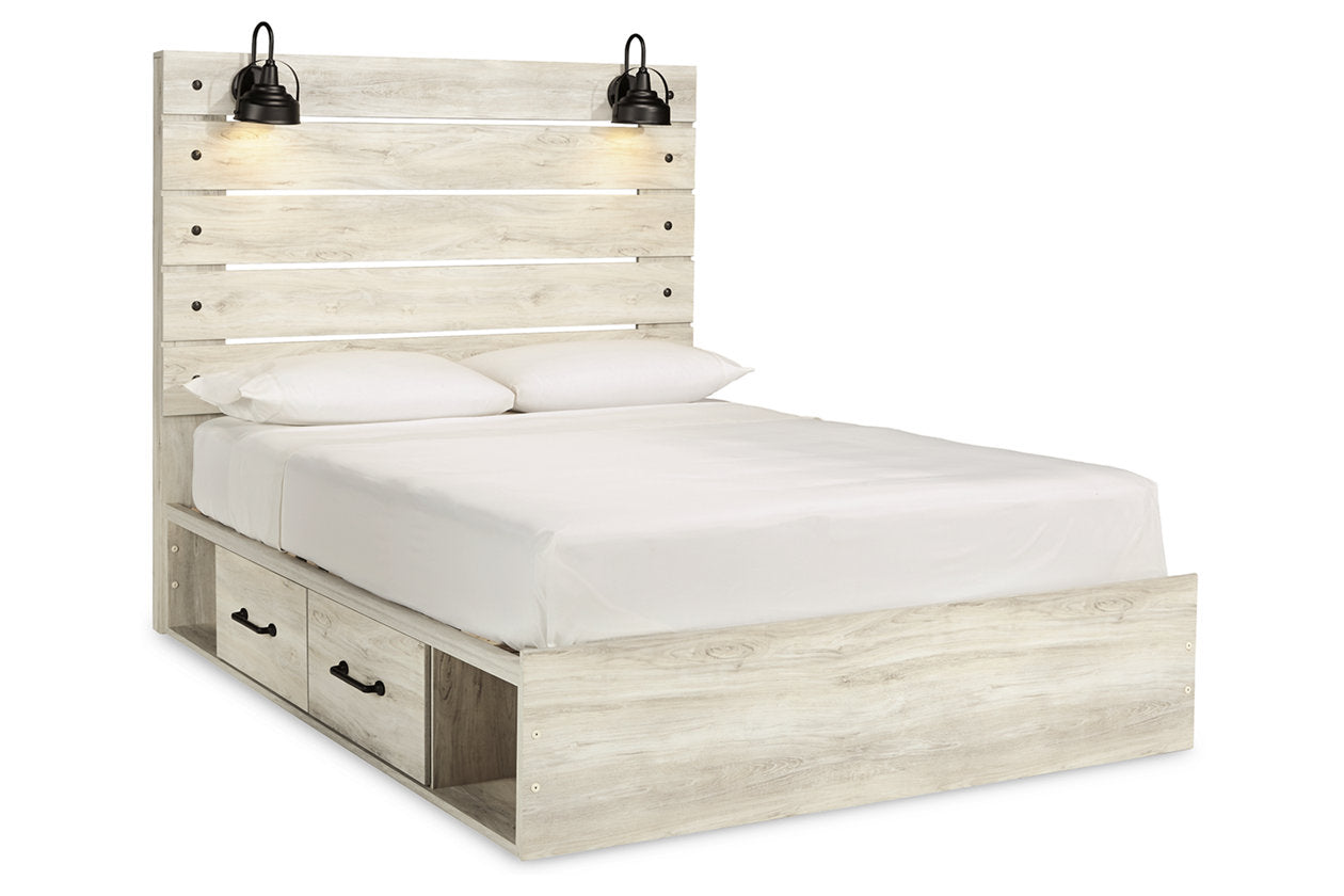 Cambeck Whitewash Queen Panel Bed with 4 Storage Drawers - SET | B100-13 | B192-54 | B192-57 | B192-60(2) - Luna Furniture - Dallas Store
