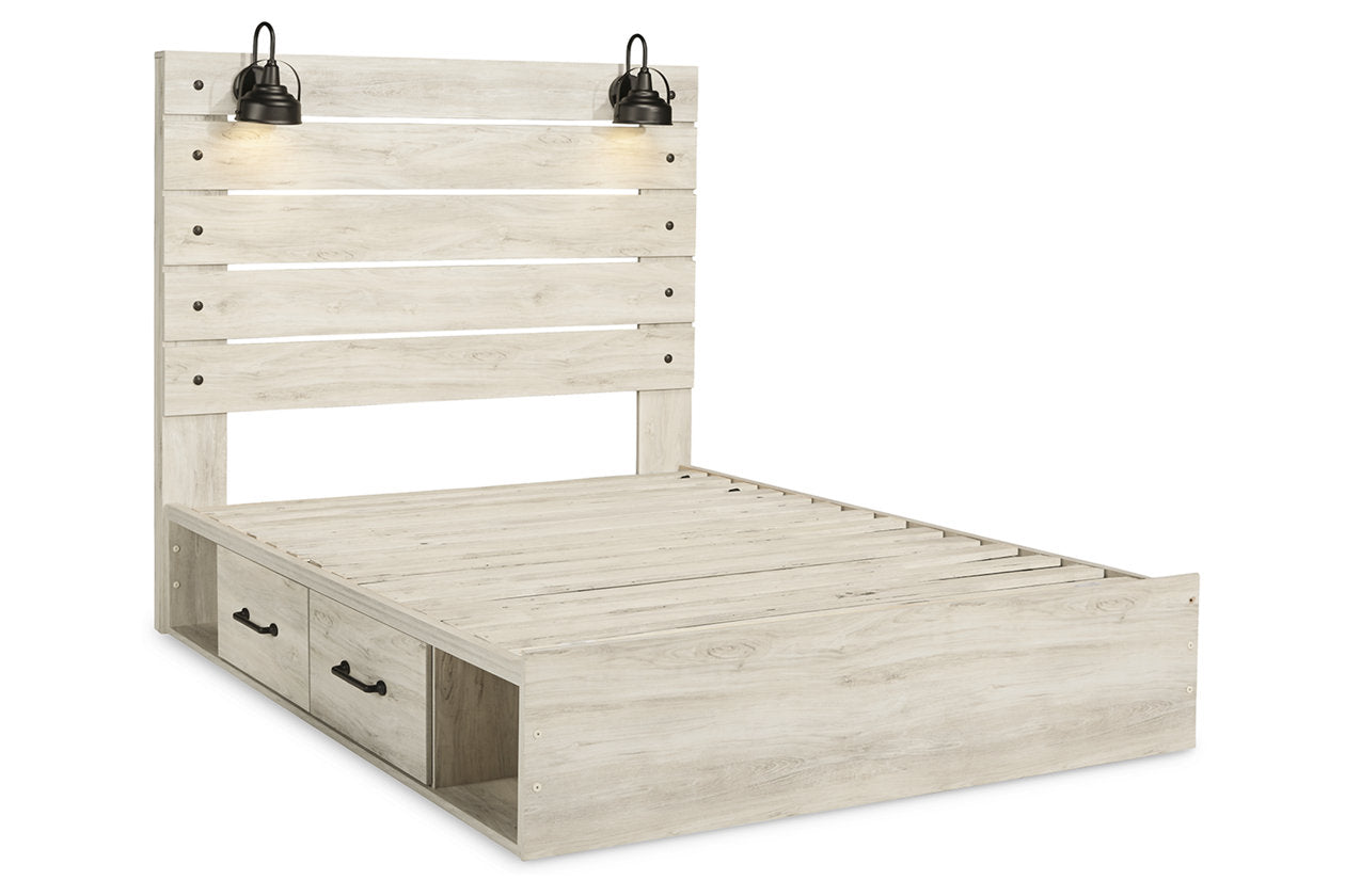 Cambeck Whitewash Queen Panel Bed with 4 Storage Drawers - SET | B100-13 | B192-54 | B192-57 | B192-60(2) - Luna Furniture - Dallas Store