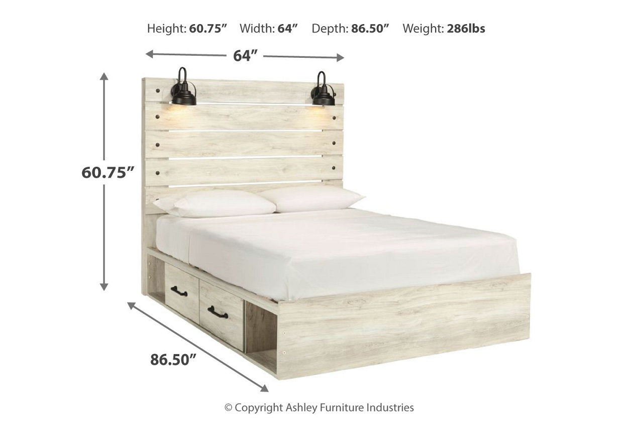 Cambeck Whitewash Queen Panel Bed with 4 Storage Drawers - SET | B100-13 | B192-54 | B192-57 | B192-60(2) - Luna Furniture - Dallas Store