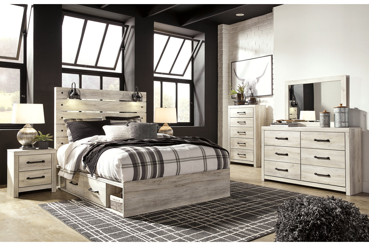 Cambeck Whitewash Queen Panel Bed with 4 Storage Drawers - SET | B100-13 | B192-54 | B192-57 | B192-60(2) - Luna Furniture - Dallas Store