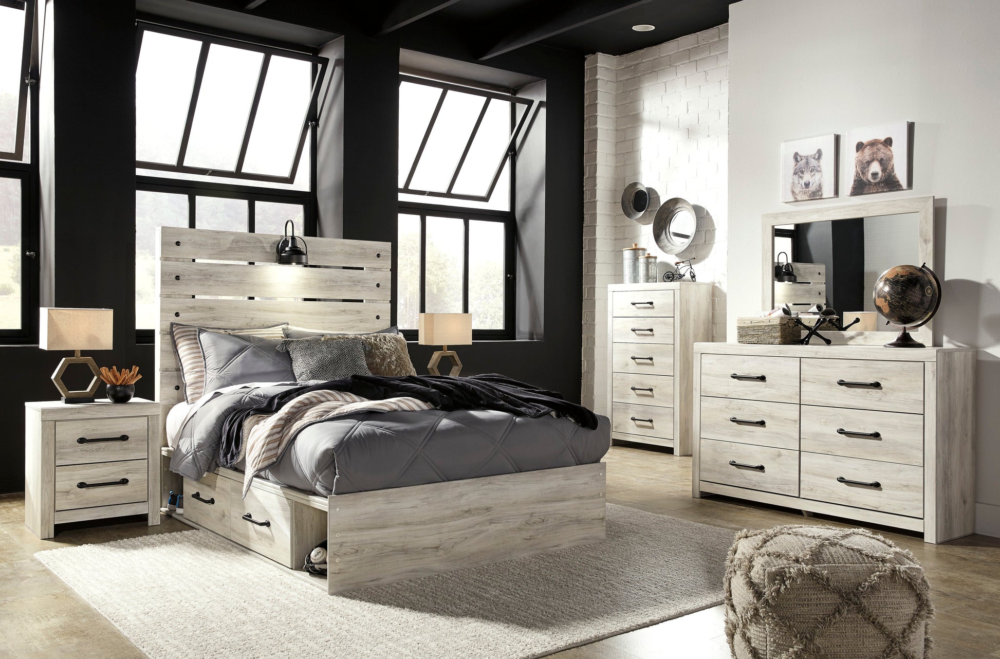 Cambeck Whitewash Side Storage Platform Youth Bedroom Set - SET | B192-84 | B192-87 | B192-150 | B192-31 | B192-92 | B100-12 - Luna Furniture - Dallas Store