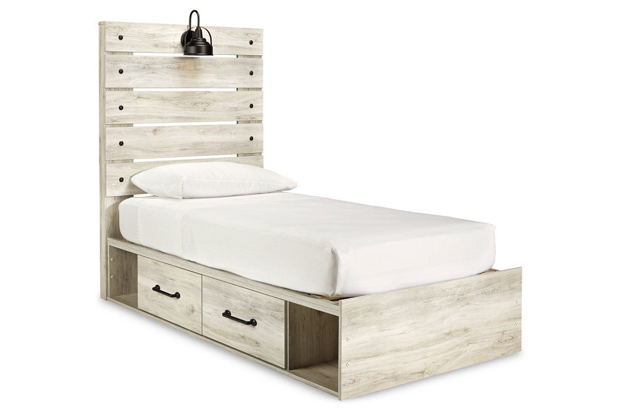 Cambeck Whitewash Twin Panel Bed with 4 Storage Drawers - SET | B100-11 | B192-50(2) | B192-52 | B192-53 - Luna Furniture - Dallas Store