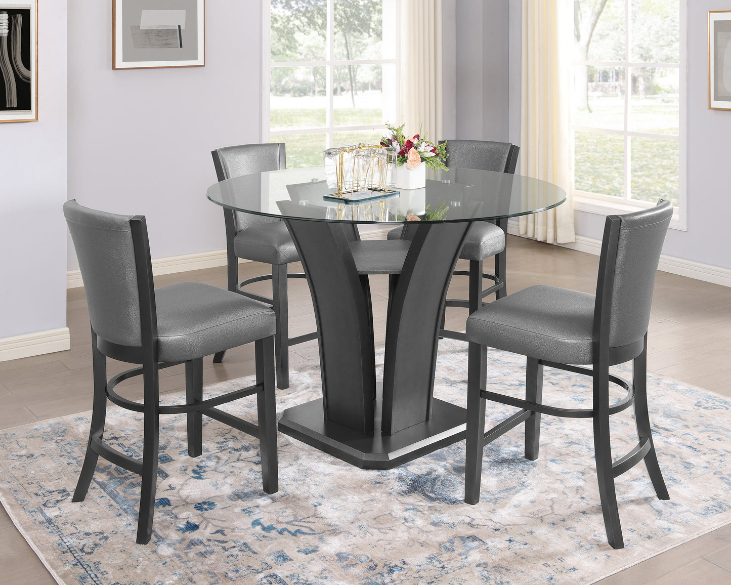 Camelia Gray Round Counter Height Table - SET | 1716T-54-BSL | 1716T-54RD-GL - Luna Furniture - Dallas Store