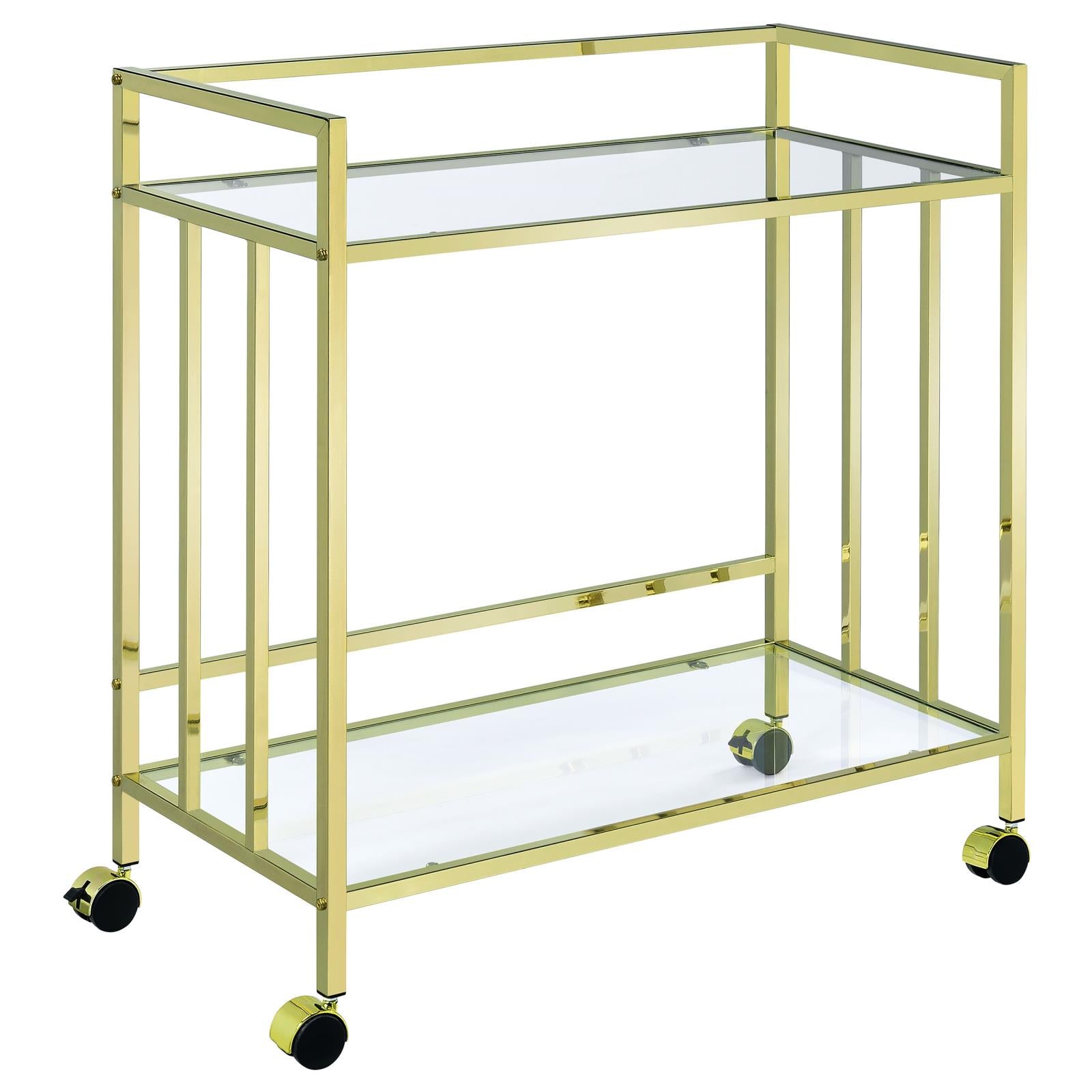 Cara Brass Rectangular Glass Bar Cart - 181381 - Luna Furniture - Dallas Store