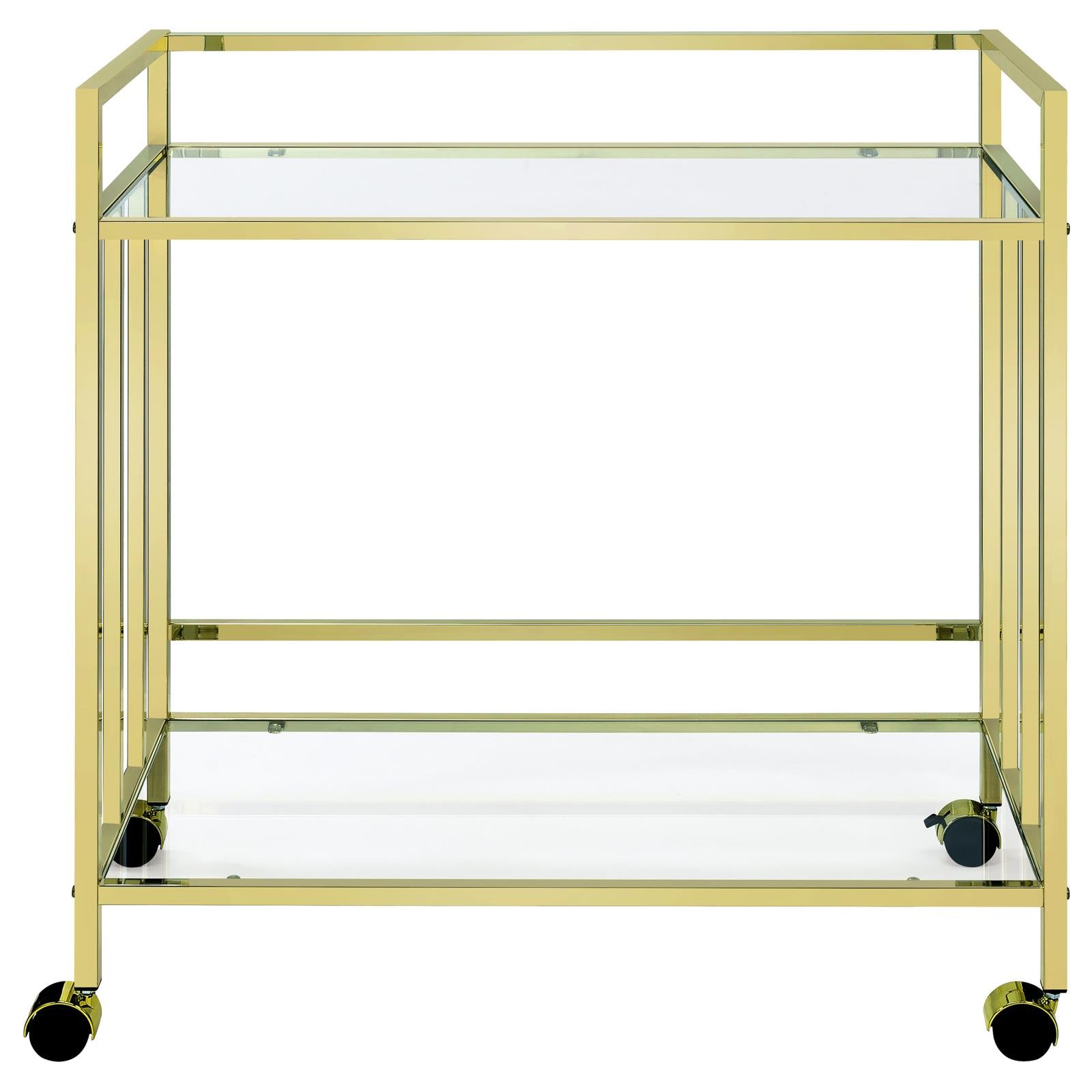 Cara Brass Rectangular Glass Bar Cart - 181381 - Luna Furniture - Dallas Store