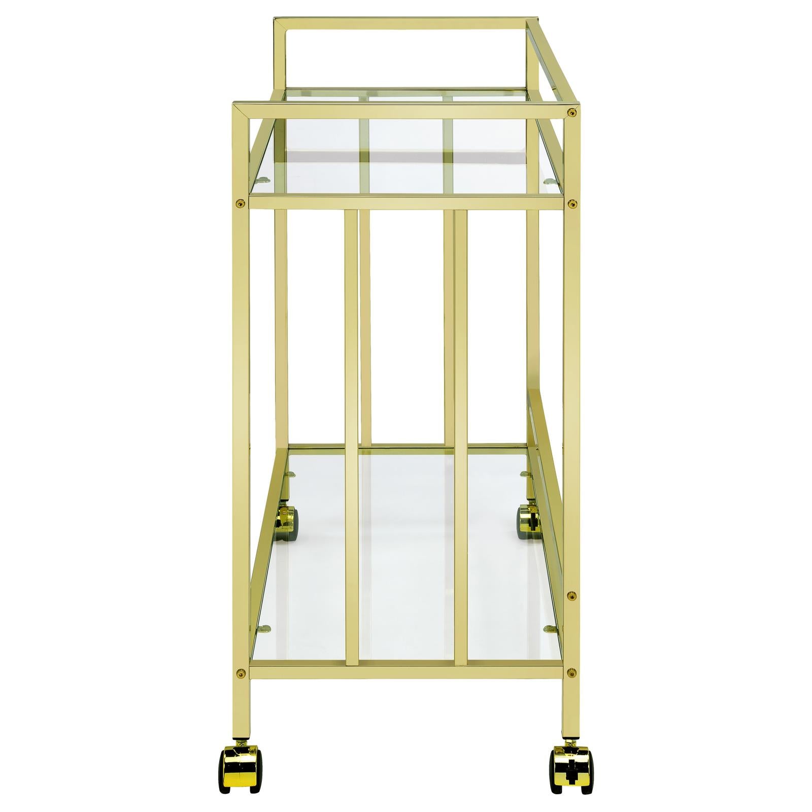 Cara Brass Rectangular Glass Bar Cart - 181381 - Luna Furniture - Dallas Store