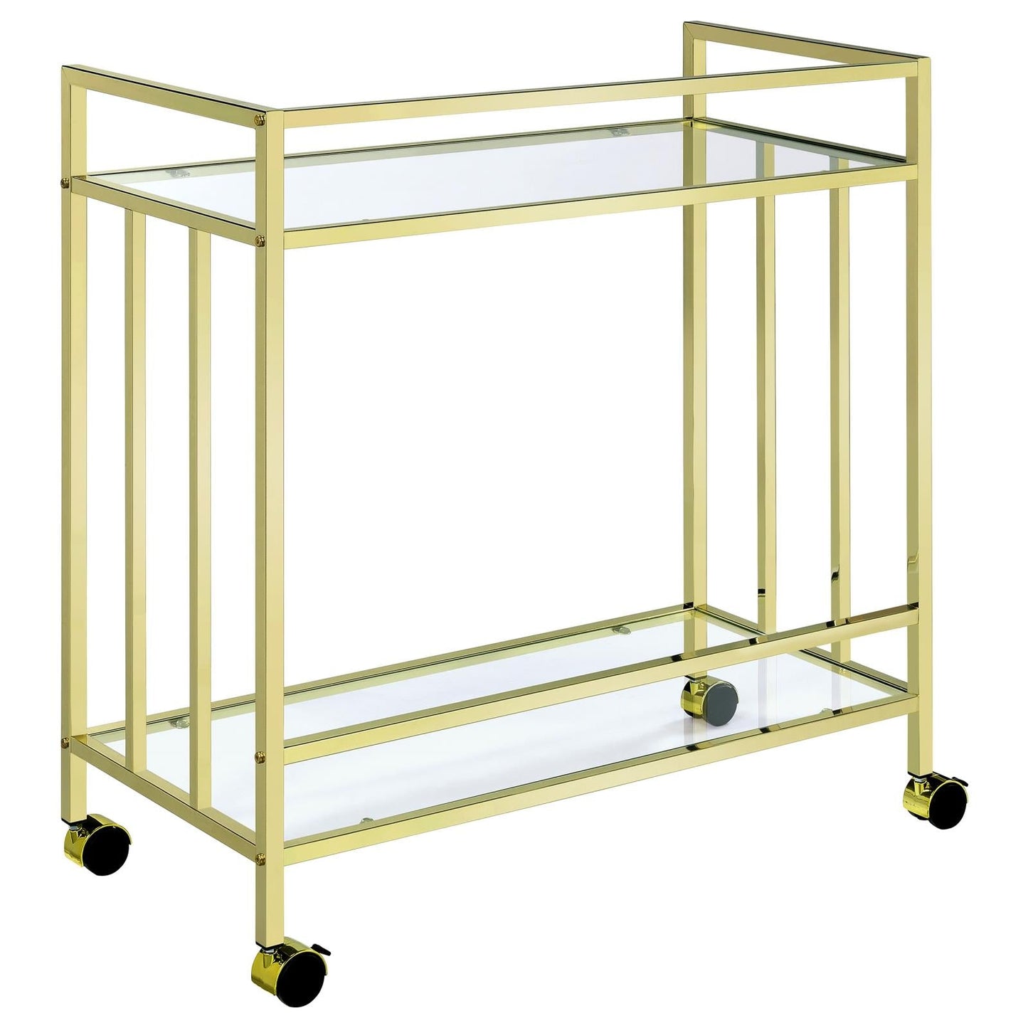 Cara Brass Rectangular Glass Bar Cart - 181381 - Luna Furniture - Dallas Store