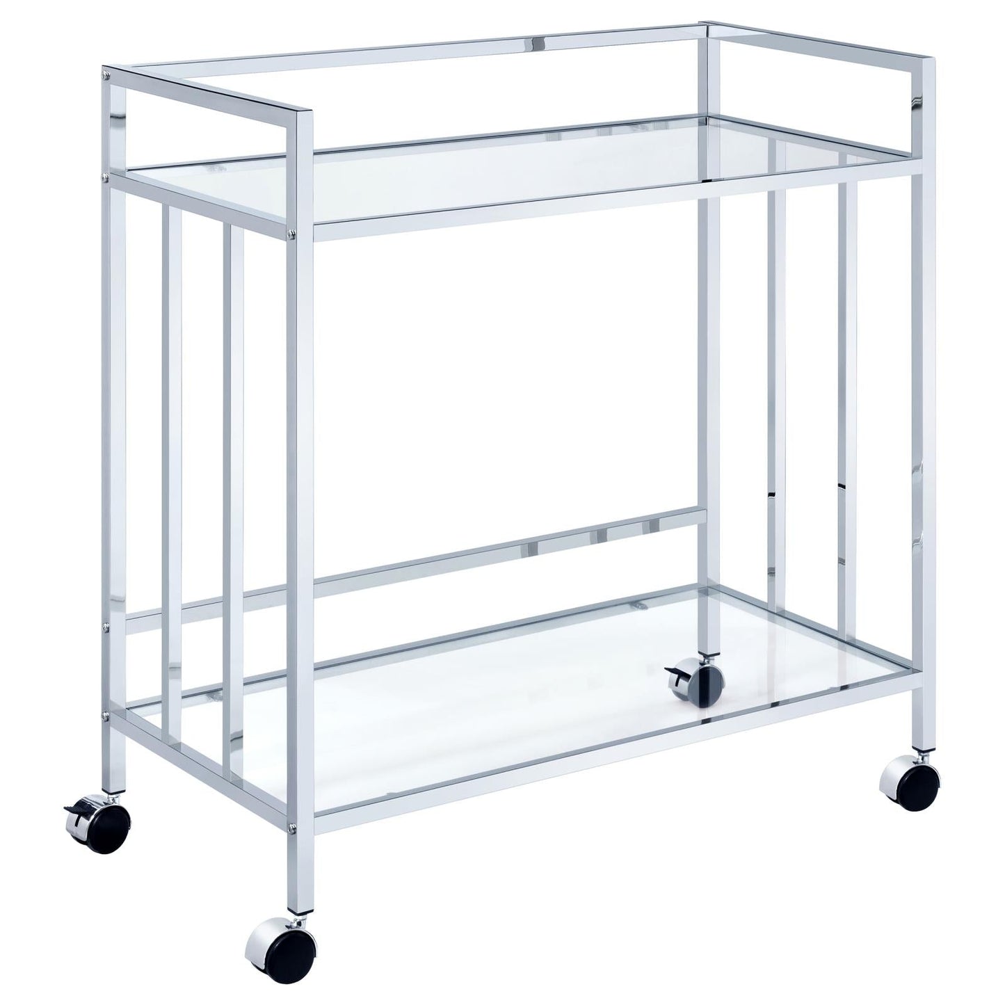 Cara Chrome Rectangular Glass Bar Cart - 181382 - Luna Furniture - Dallas Store