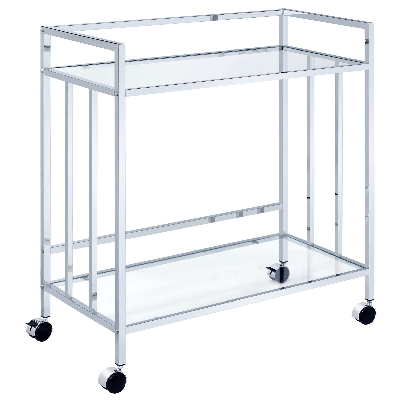 Cara Chrome Rectangular Glass Bar Cart - 181382 - Luna Furniture - Dallas Store
