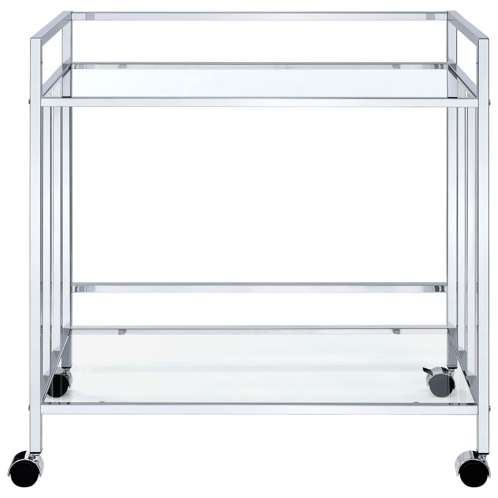 Cara Chrome Rectangular Glass Bar Cart - 181382 - Luna Furniture - Dallas Store