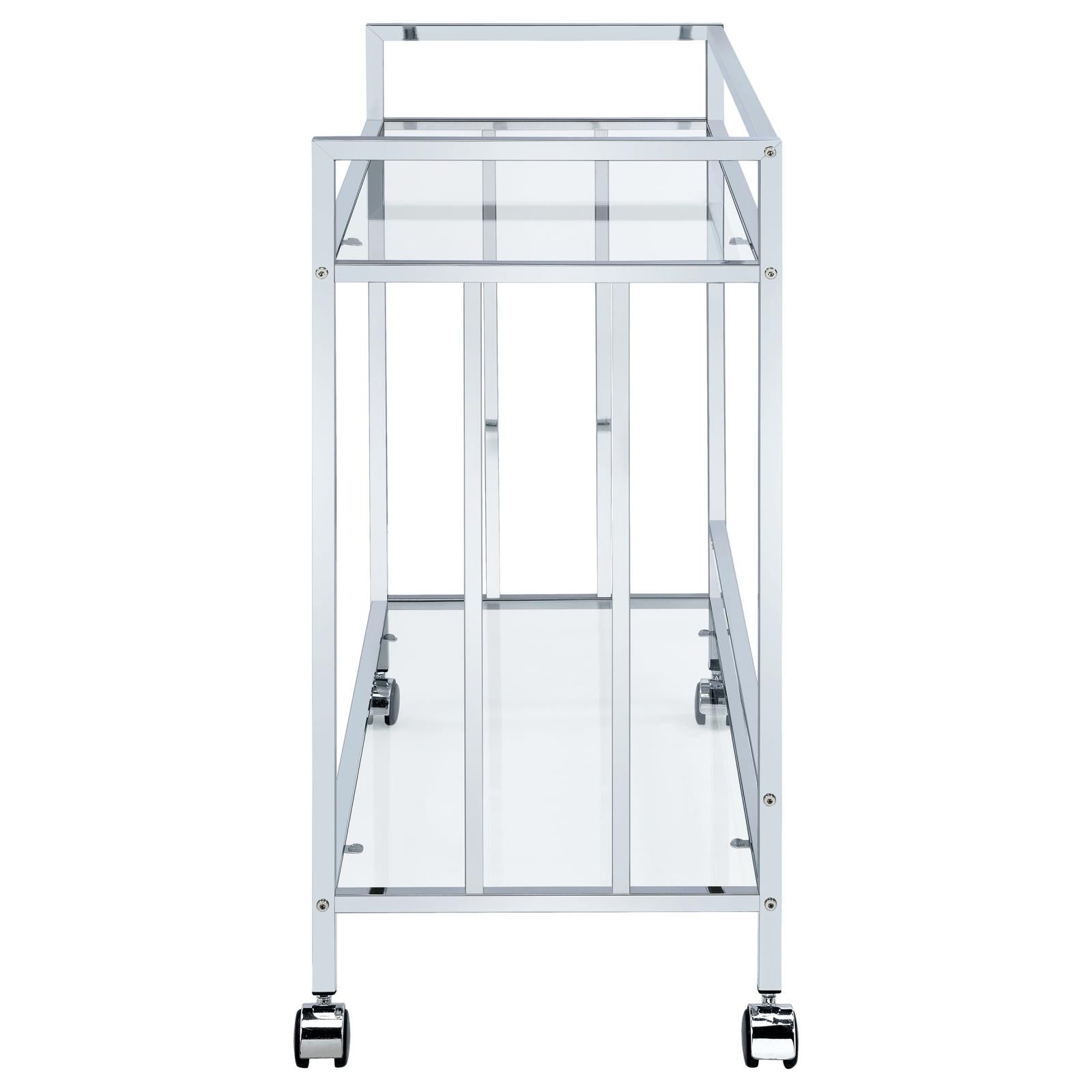Cara Chrome Rectangular Glass Bar Cart - 181382 - Luna Furniture - Dallas Store