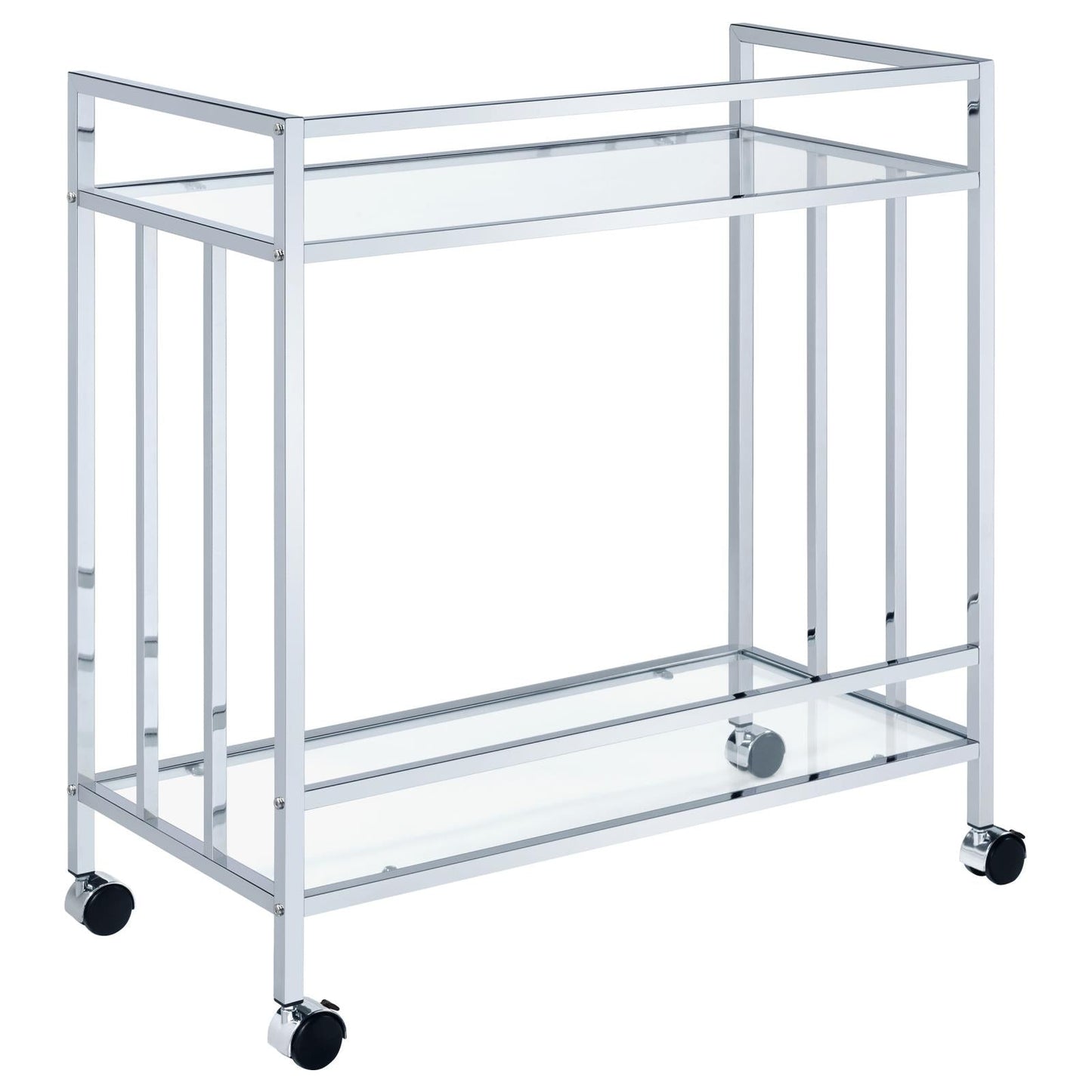 Cara Chrome Rectangular Glass Bar Cart - 181382 - Luna Furniture - Dallas Store
