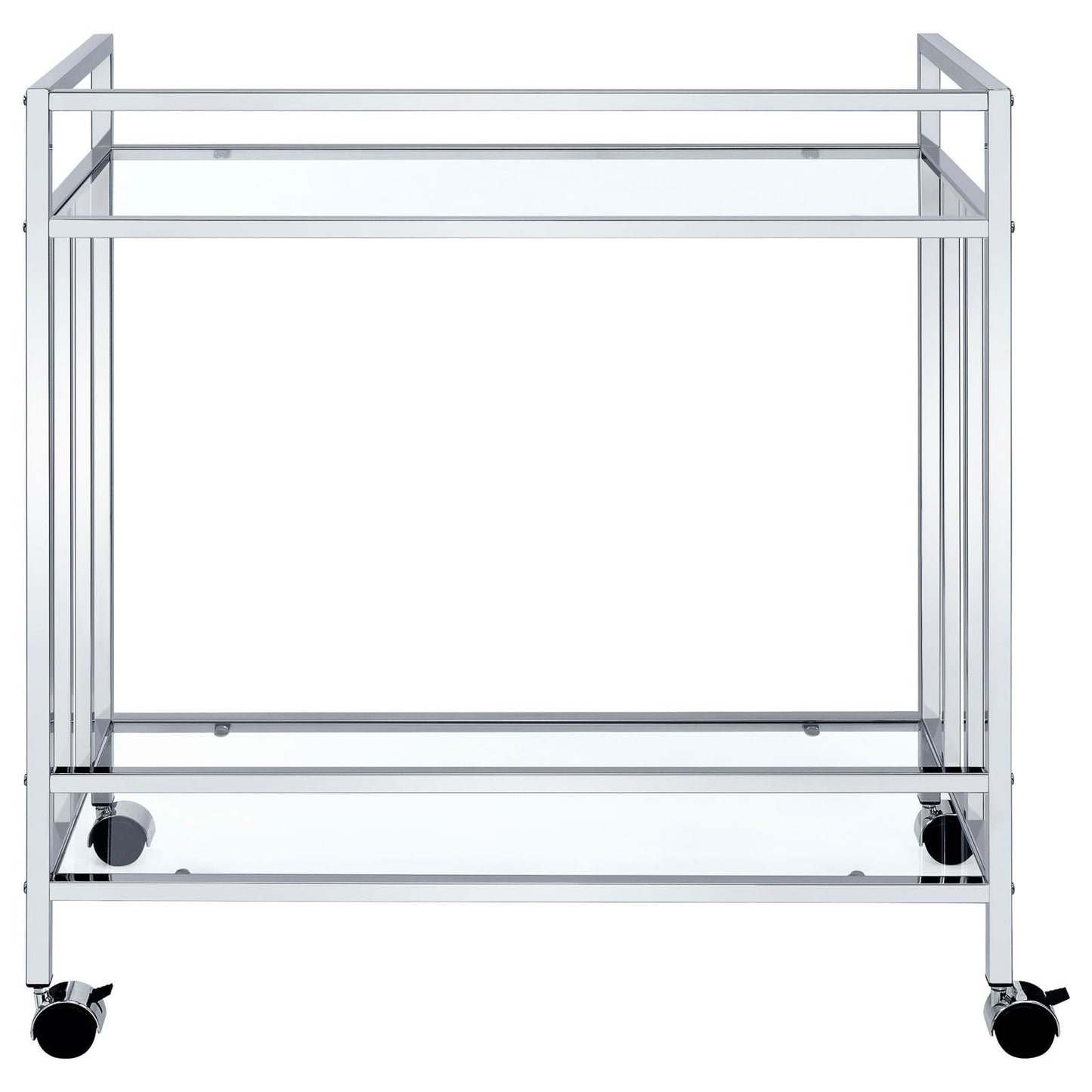Cara Chrome Rectangular Glass Bar Cart - 181382 - Luna Furniture - Dallas Store