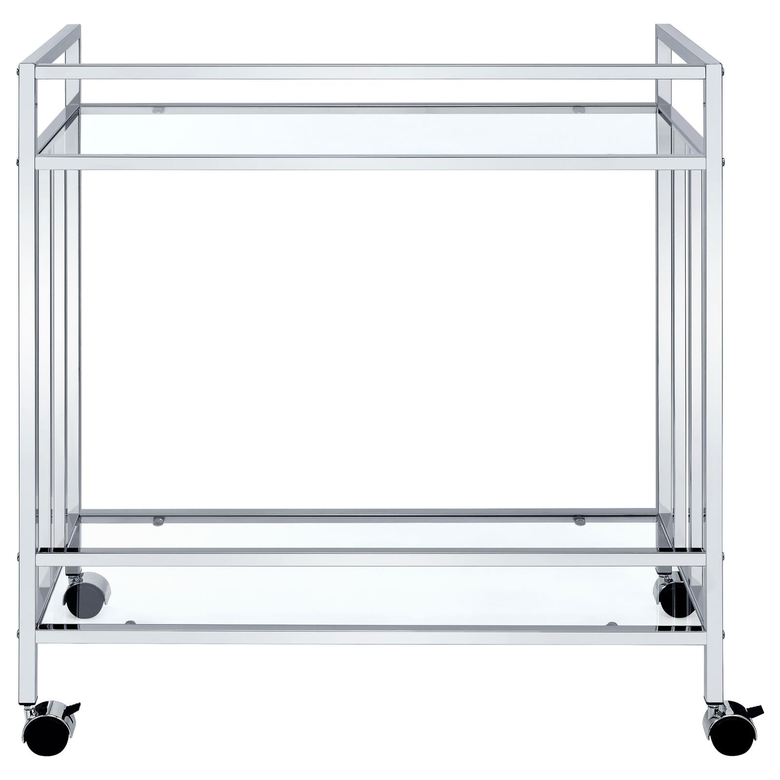 Cara Chrome Rectangular Glass Bar Cart - 181382 - Luna Furniture - Dallas Store