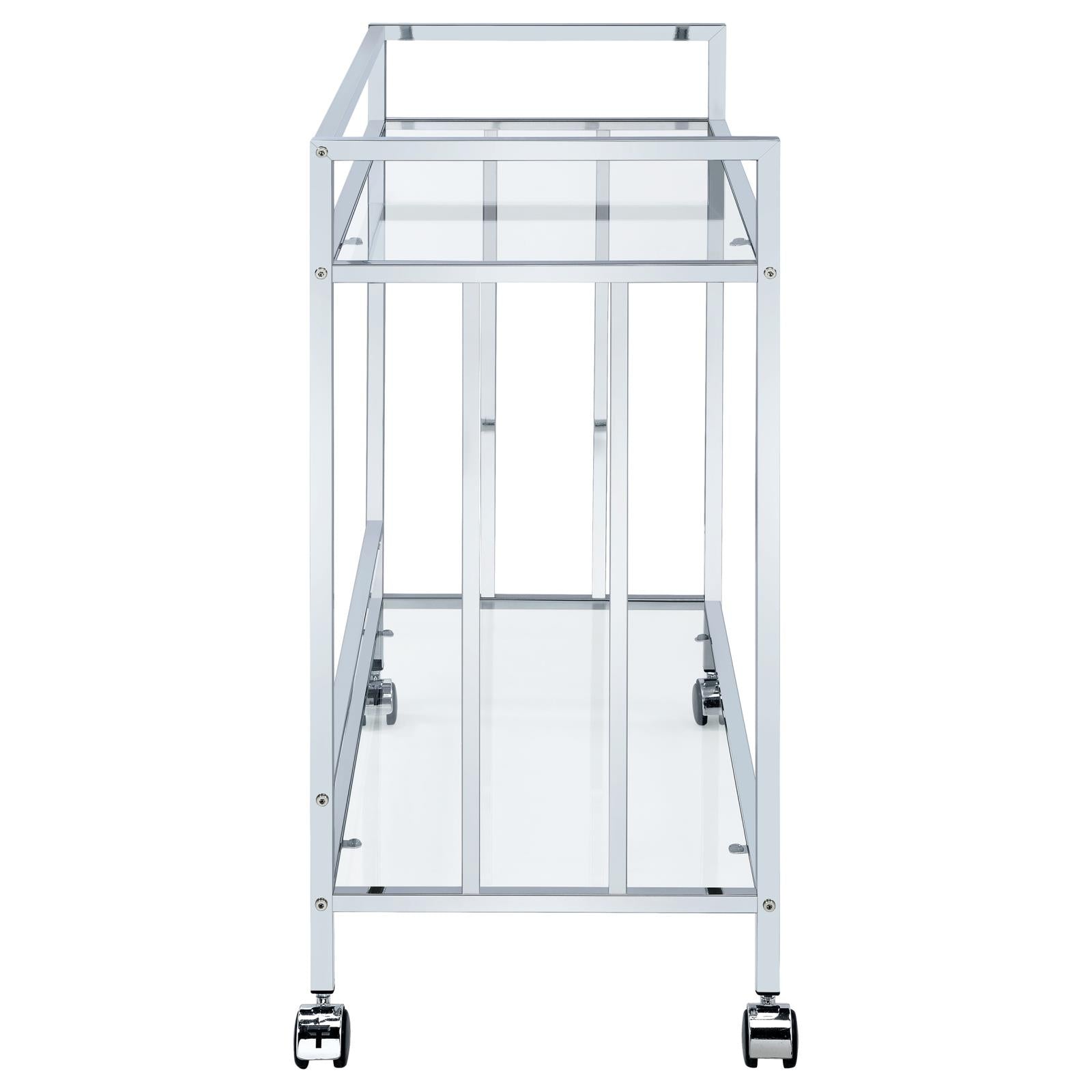 Cara Chrome Rectangular Glass Bar Cart - 181382 - Luna Furniture - Dallas Store
