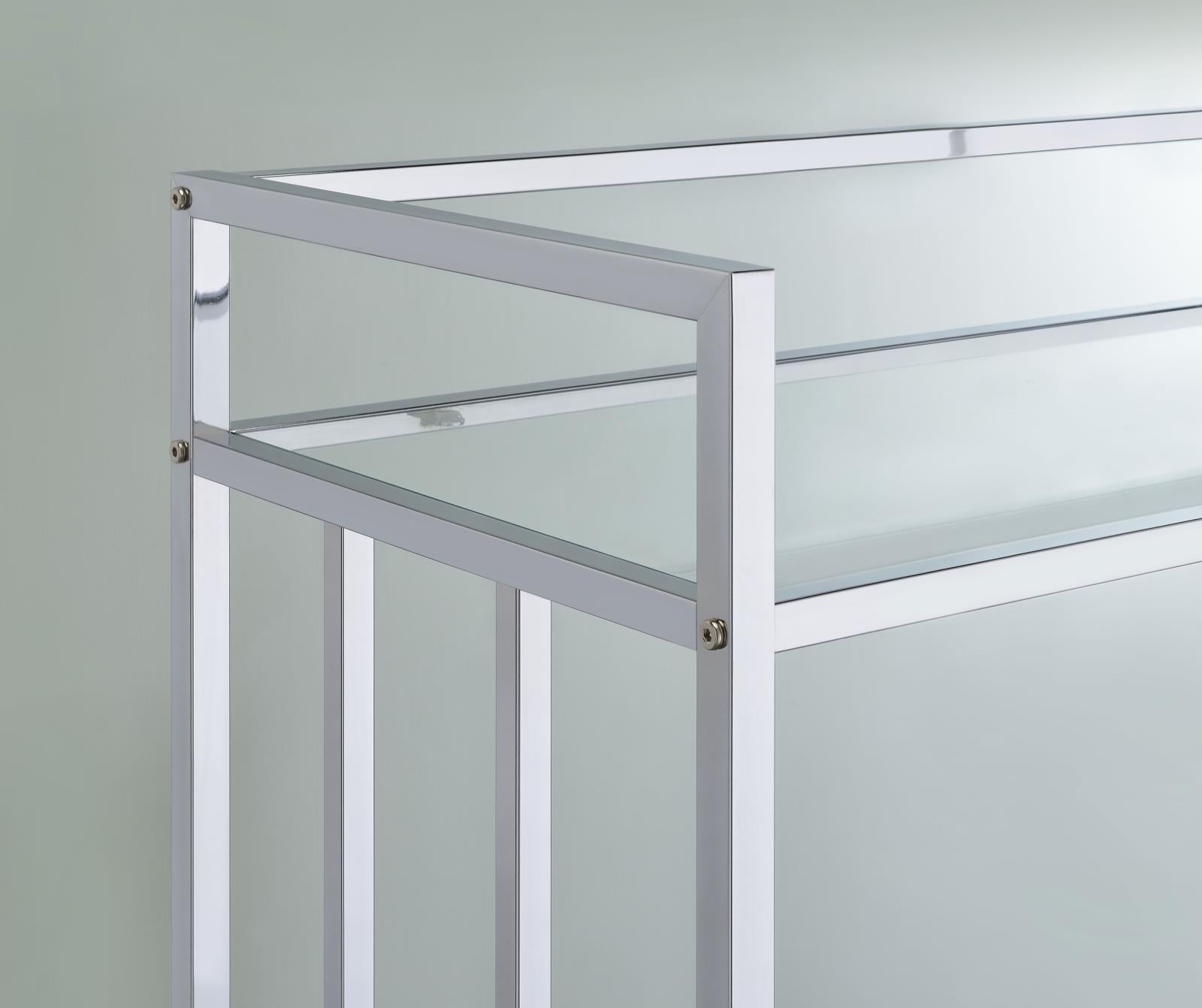 Cara Chrome Rectangular Glass Bar Cart - 181382 - Luna Furniture - Dallas Store
