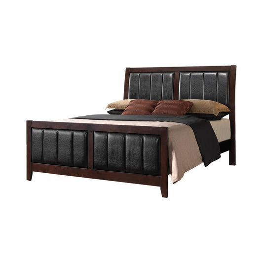 Carlton California King Upholstered Bed Cappuccino/Black - 202091KW - Luna Furniture - Dallas Store