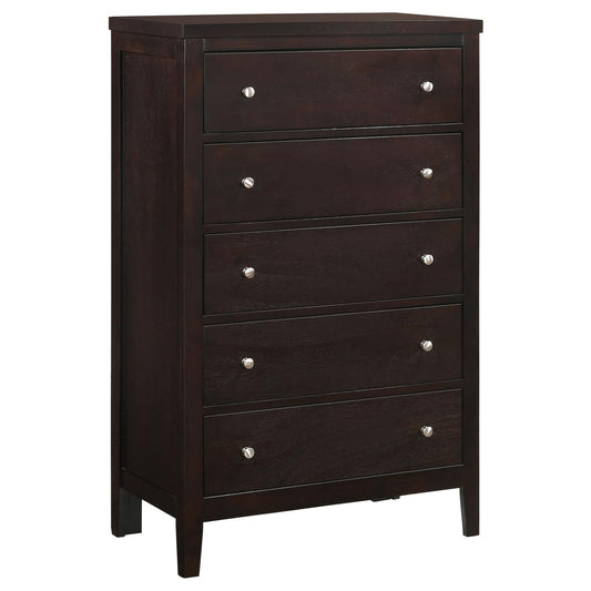 Carlton Cappuccino 5-Drawer Rectangular Chest - 202095 - Luna Furniture - Dallas Store