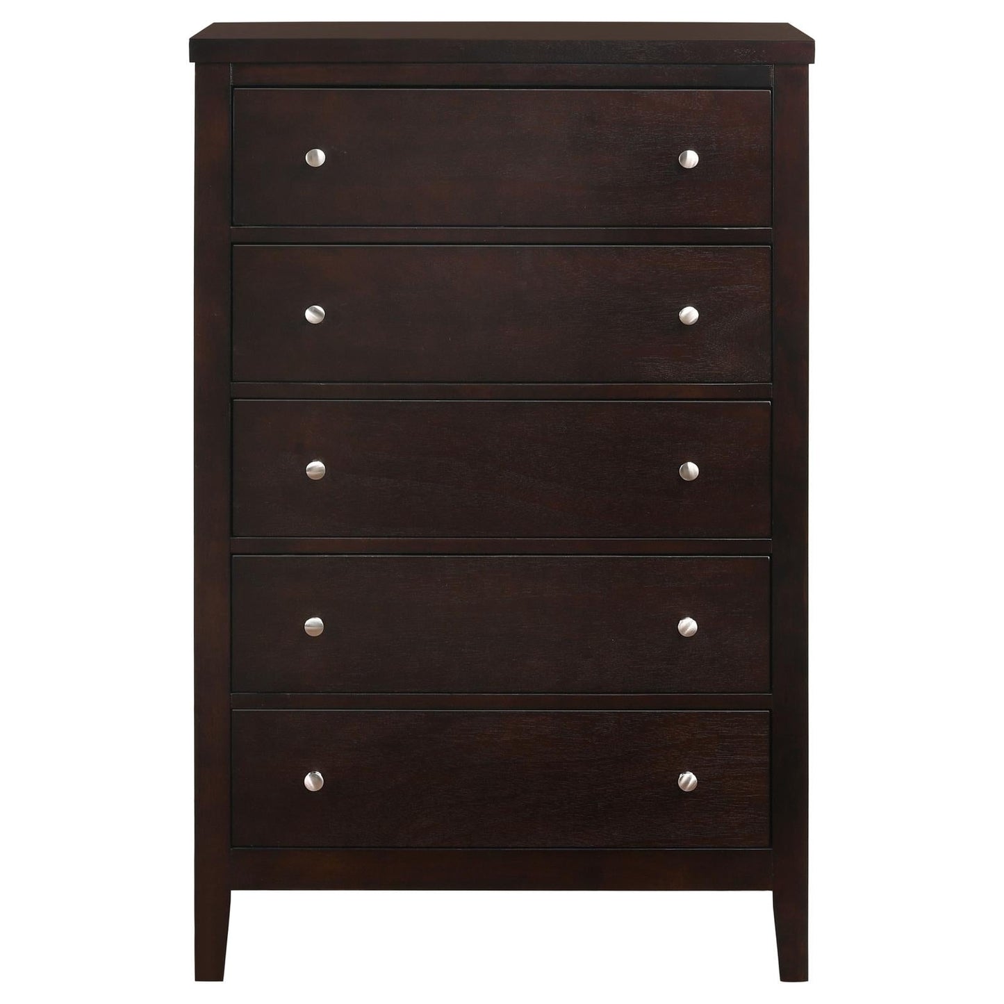 Carlton Cappuccino 5-Drawer Rectangular Chest - 202095 - Luna Furniture - Dallas Store