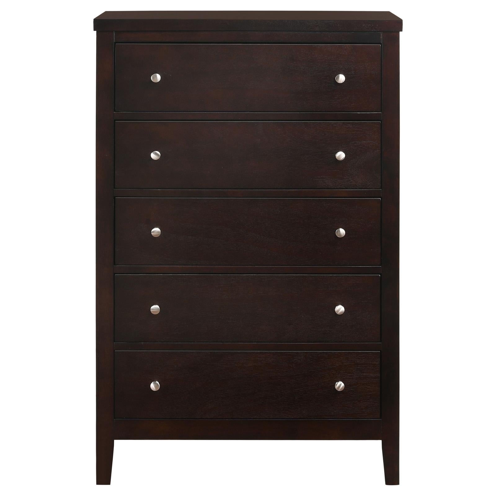Carlton Cappuccino 5-Drawer Rectangular Chest - 202095 - Luna Furniture - Dallas Store