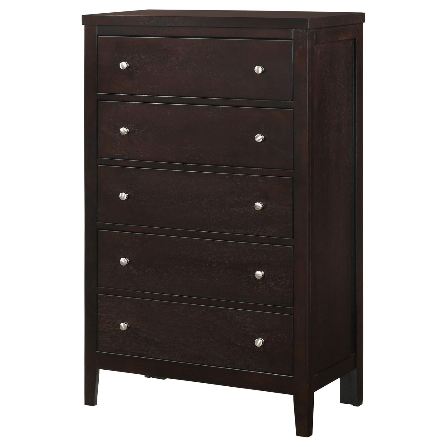 Carlton Cappuccino 5-Drawer Rectangular Chest - 202095 - Luna Furniture - Dallas Store