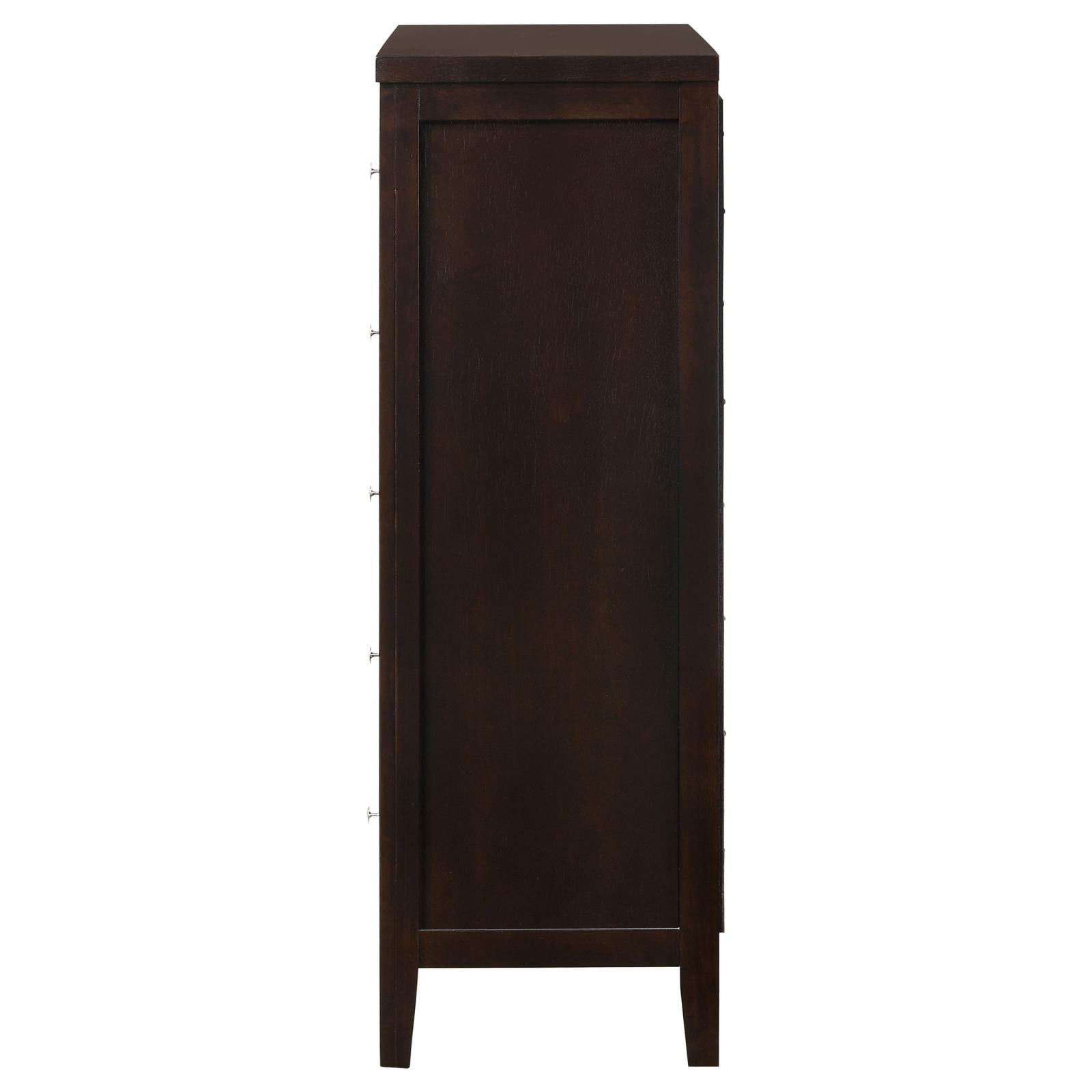 Carlton Cappuccino 5-Drawer Rectangular Chest - 202095 - Luna Furniture - Dallas Store