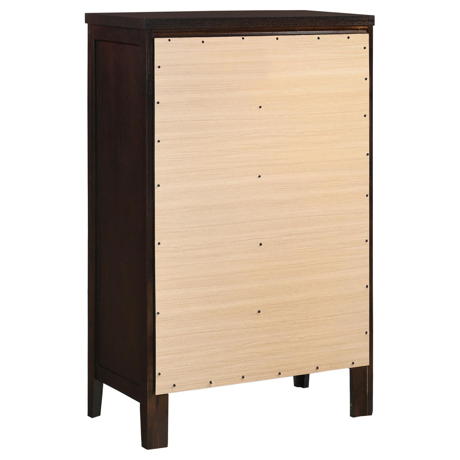 Carlton Cappuccino 5-Drawer Rectangular Chest - 202095 - Luna Furniture - Dallas Store