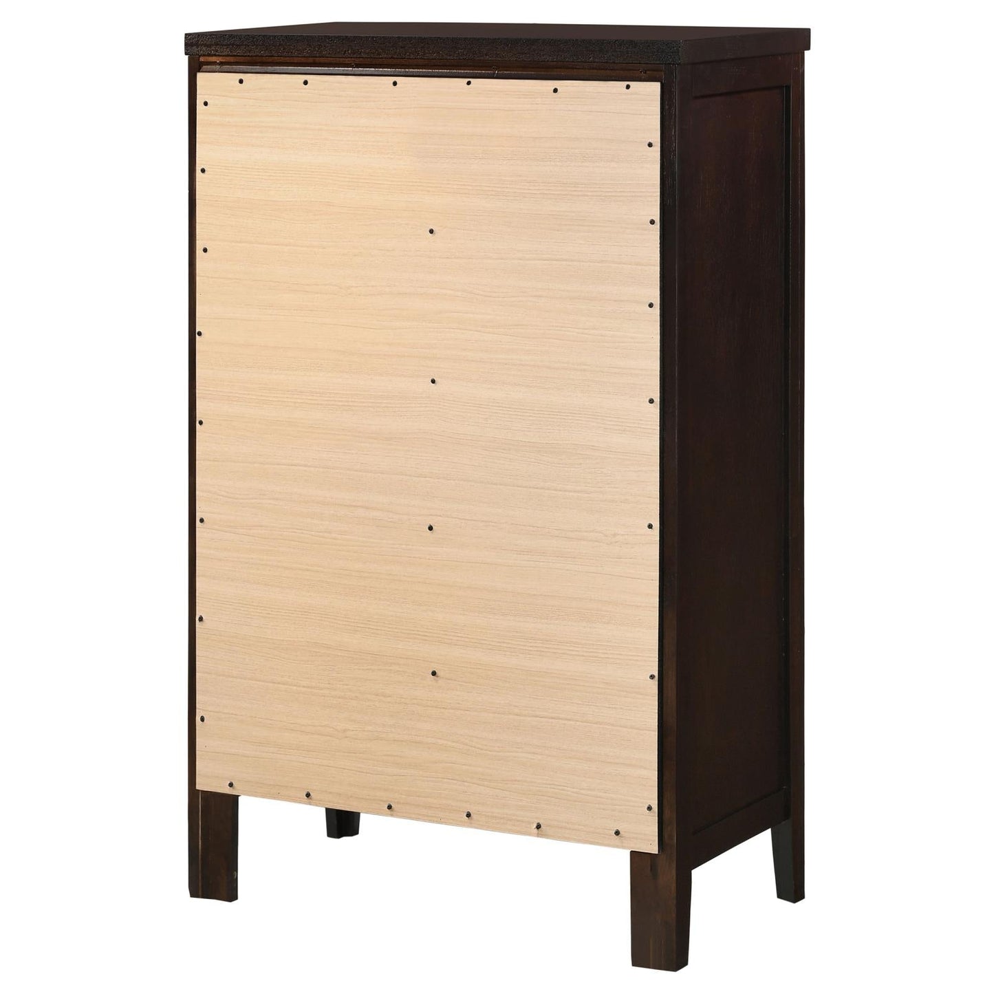 Carlton Cappuccino 5-Drawer Rectangular Chest - 202095 - Luna Furniture - Dallas Store