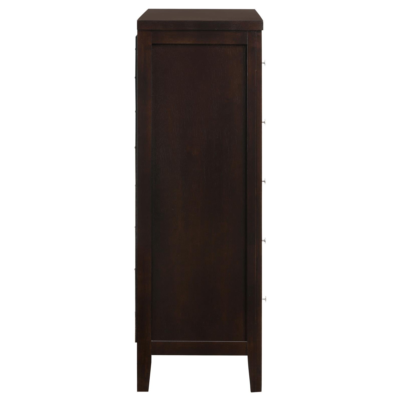 Carlton Cappuccino 5-Drawer Rectangular Chest - 202095 - Luna Furniture - Dallas Store