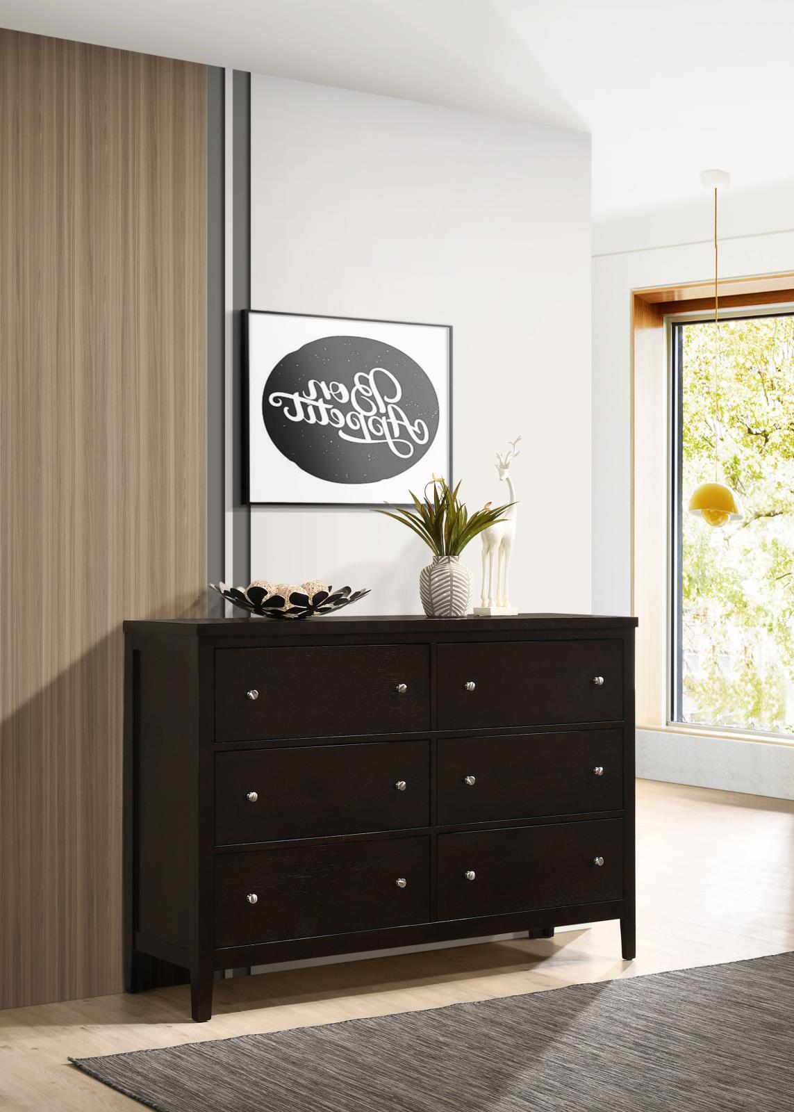 Carlton Cappuccino 6-Drawer Rectangular Dresser - 202093 - Luna Furniture - Dallas Store