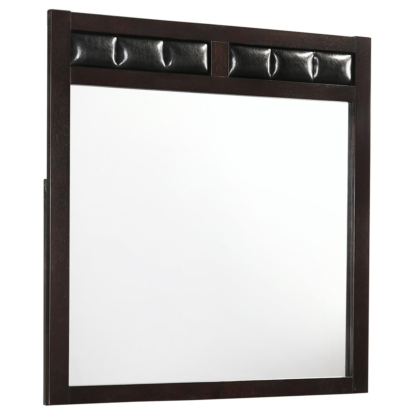 Carlton Cappuccino Upholstered Rectangular Mirror - 202094 - Luna Furniture - Dallas Store