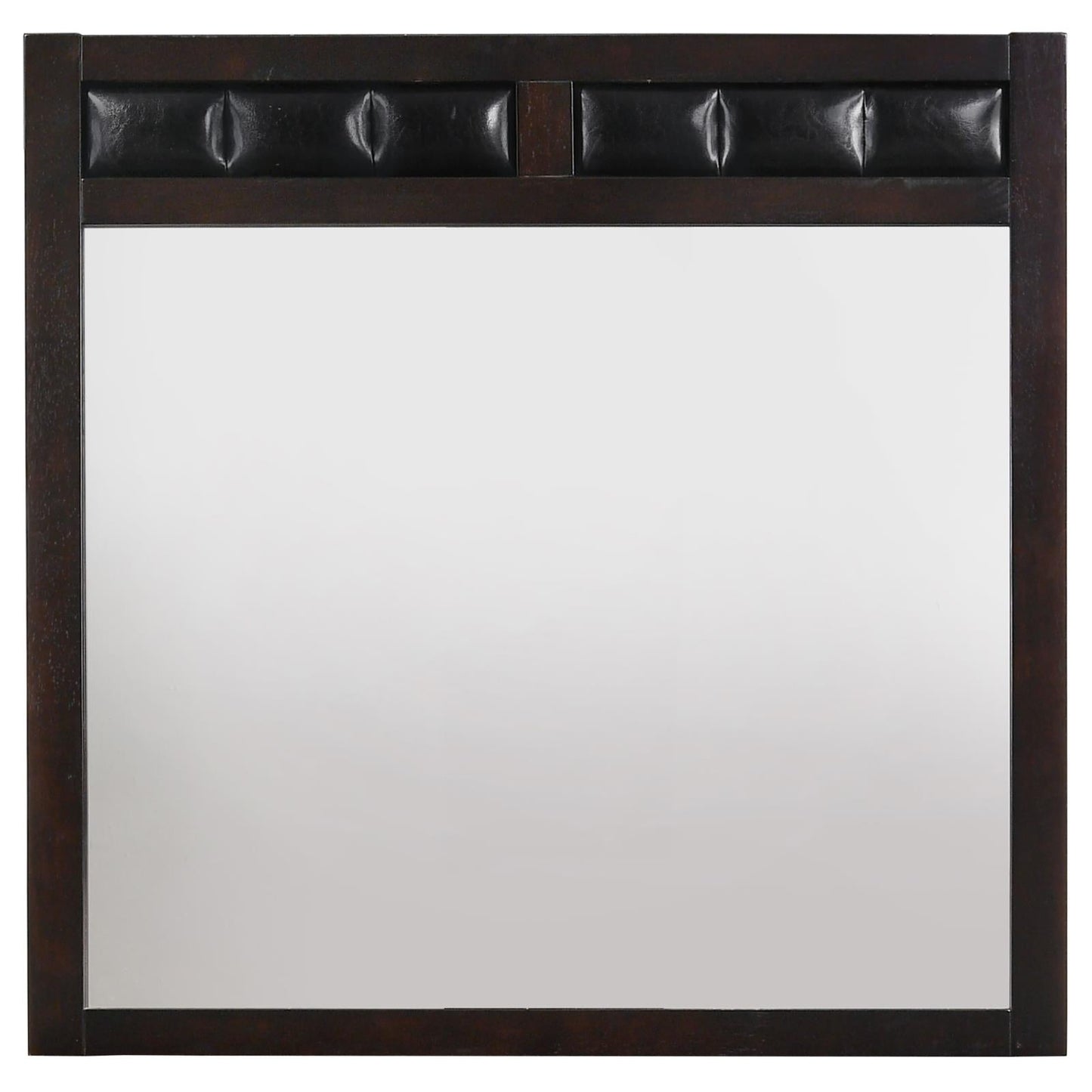 Carlton Cappuccino Upholstered Rectangular Mirror - 202094 - Luna Furniture - Dallas Store