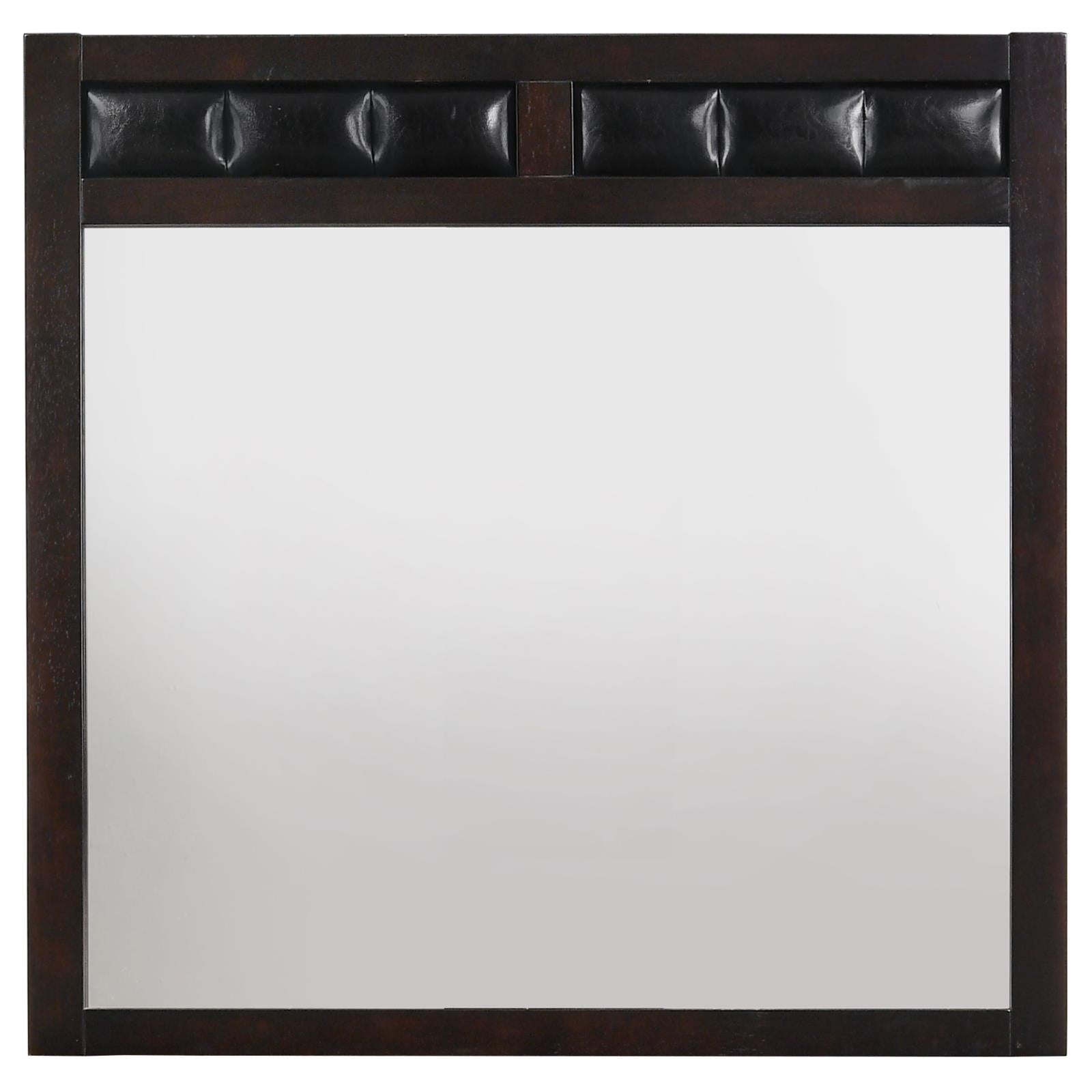 Carlton Cappuccino Upholstered Rectangular Mirror - 202094 - Luna Furniture - Dallas Store