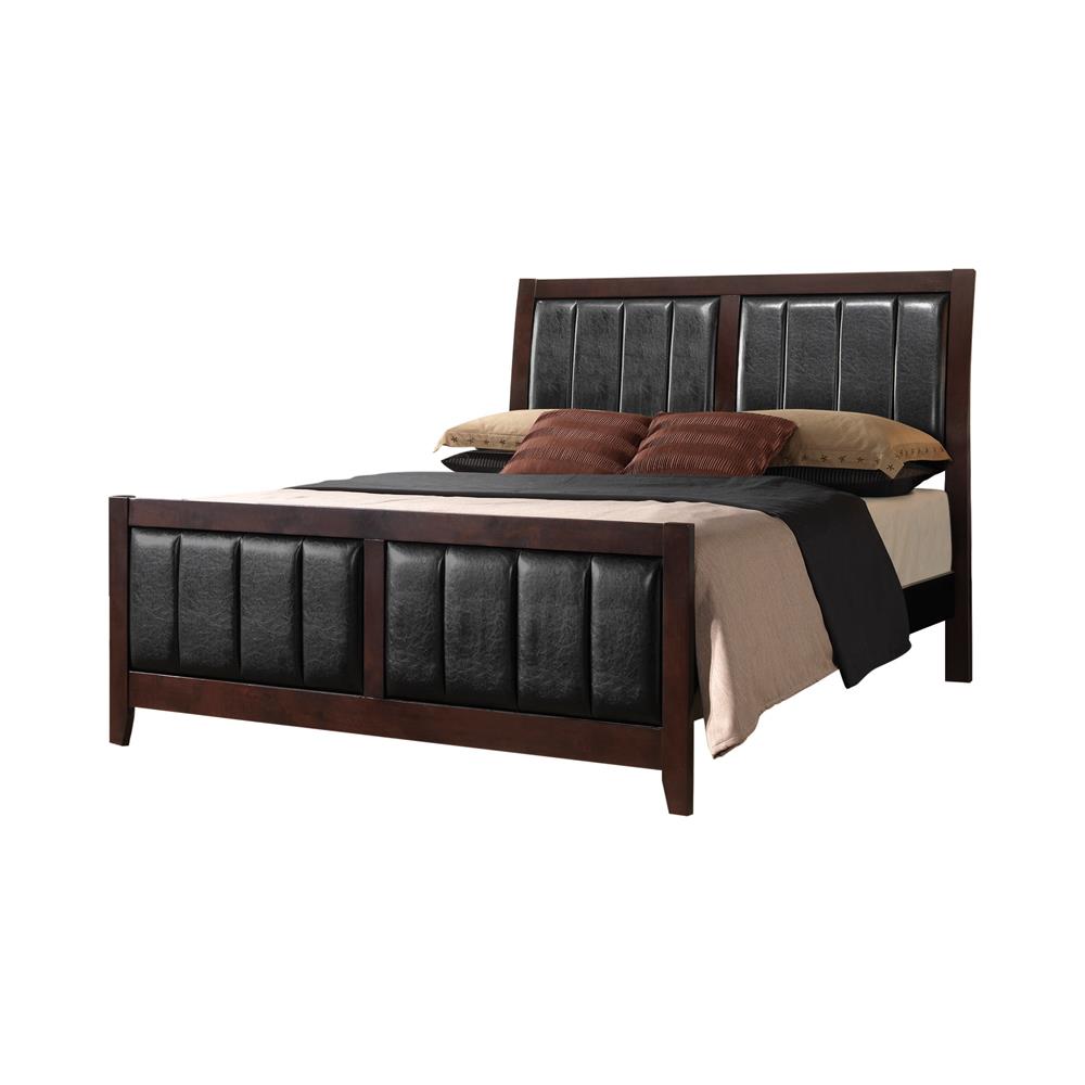 Carlton Eastern King Upholstered Bed Cappuccino/Black - 202091KE - Luna Furniture - Dallas Store