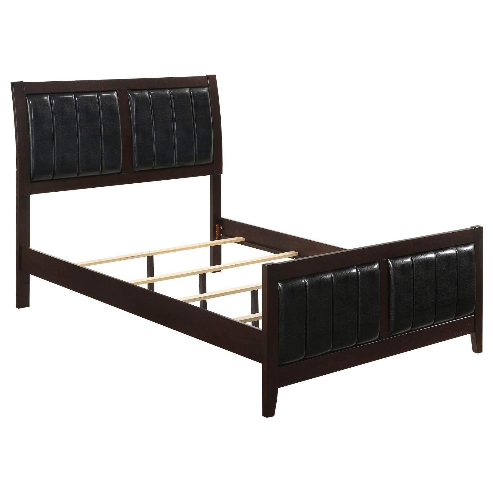 Carlton Full Upholstered Panel Bed Cappuccino/Black - 202091F - Luna Furniture - Dallas Store