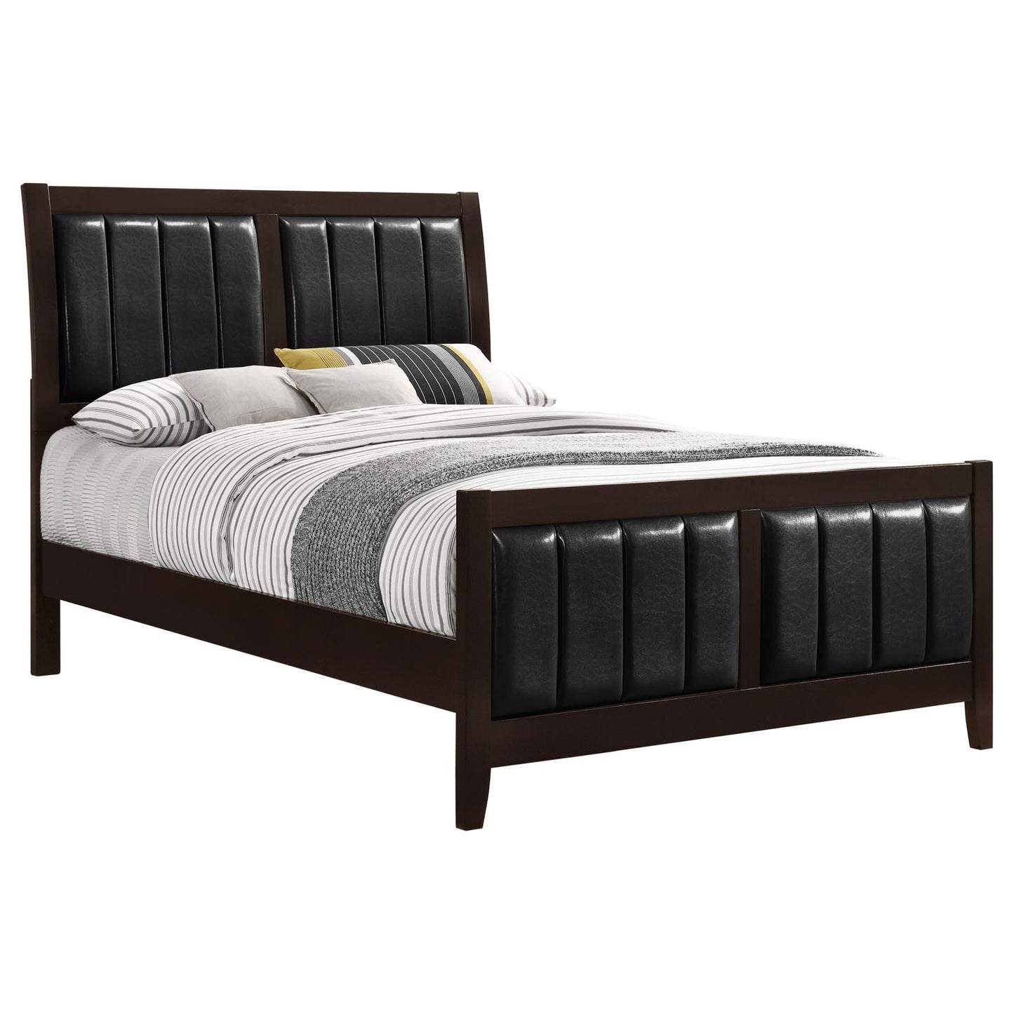 Carlton Queen Upholstered Bed Cappuccino/Black - 202091Q - Luna Furniture - Dallas Store