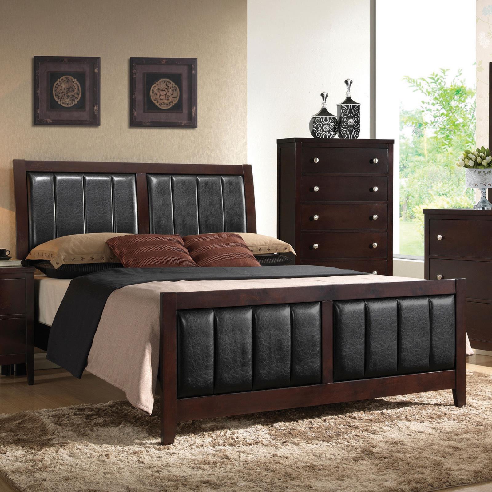 Carlton Queen Upholstered Bed Cappuccino/Black - 202091Q - Luna Furniture - Dallas Store