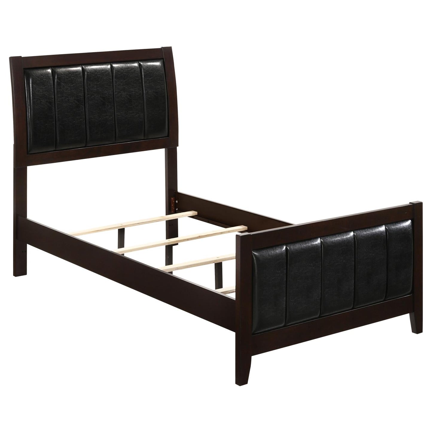 Carlton Twin Upholstered Panel Bed Cappuccino/Black - 202091T - Luna Furniture - Dallas Store