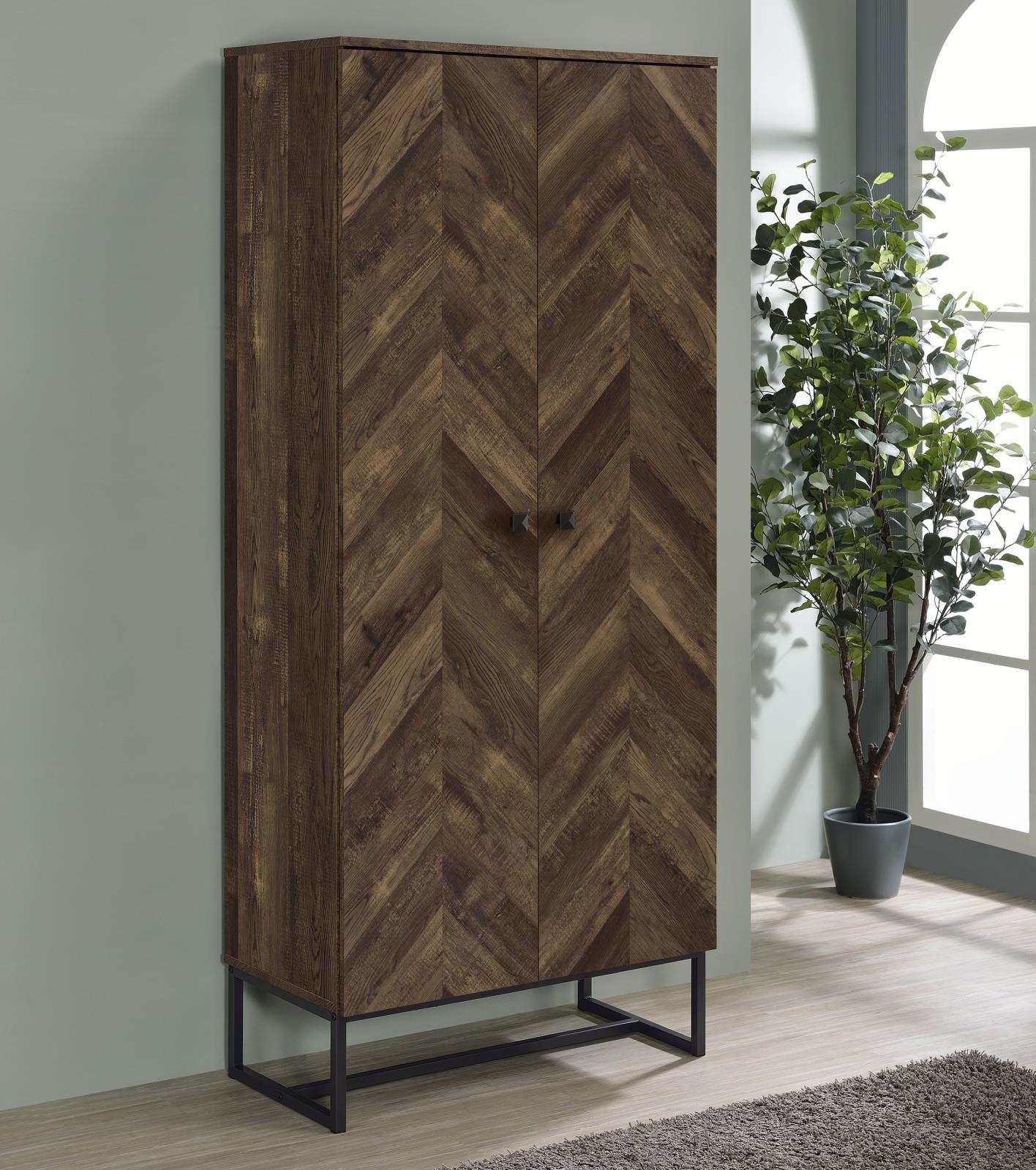 Carolyn Rustic Oak/Gunmetal 2-Door Accent Cabinet - 959640 - Luna Furniture - Dallas Store