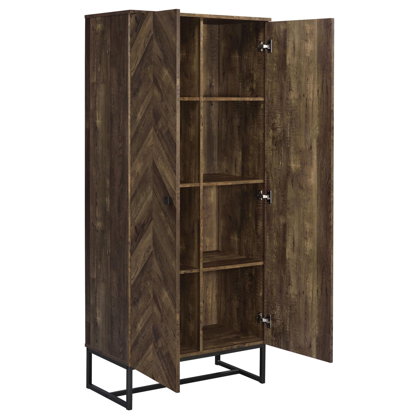Carolyn Rustic Oak/Gunmetal 2-Door Accent Cabinet - 959640 - Luna Furniture - Dallas Store