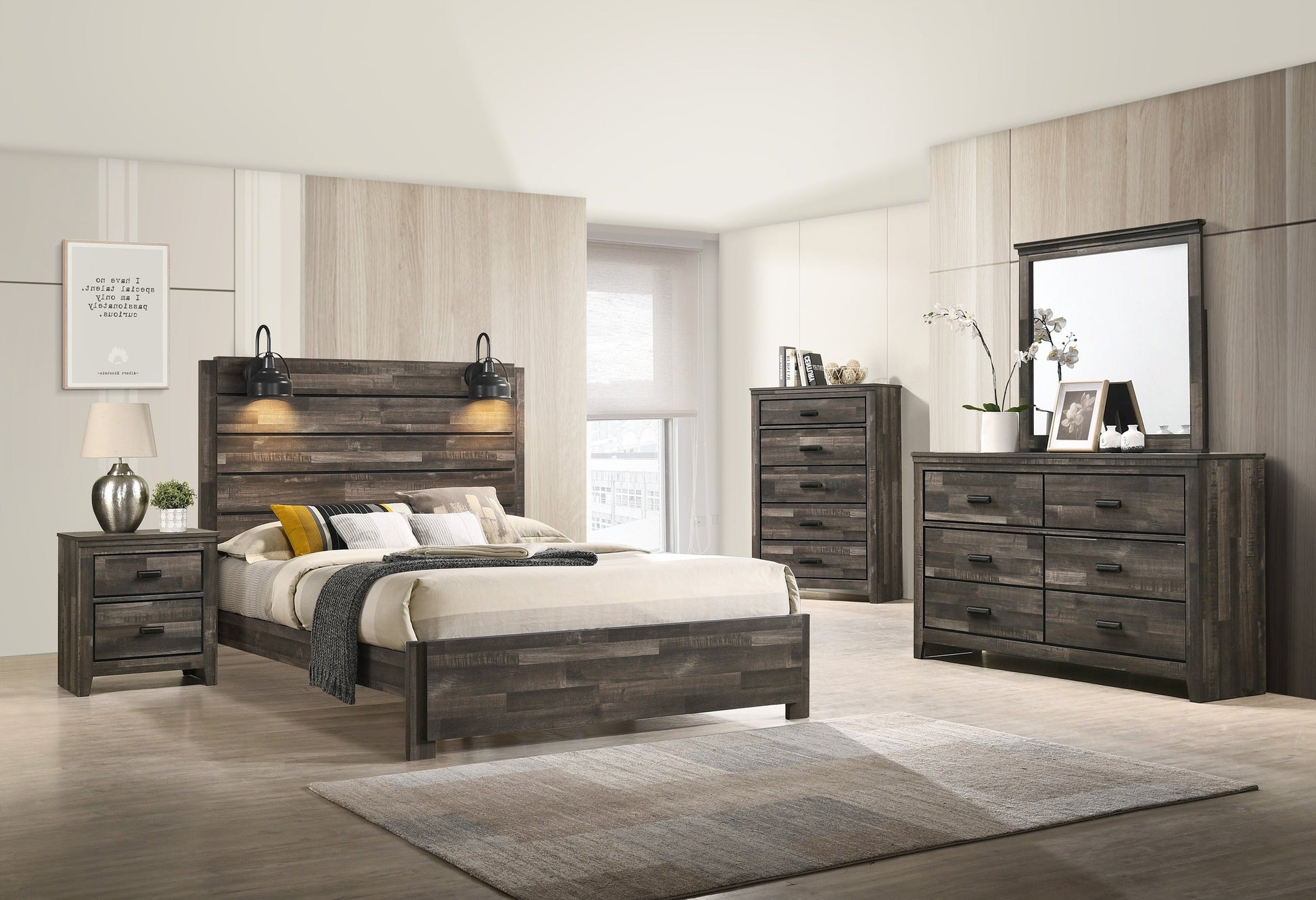 Carter Brown Platform Bedroom Set - SET | B6800-Q-BED | B6800-1 | B6800-11 | B6800-2 - Luna Furniture - Dallas Store