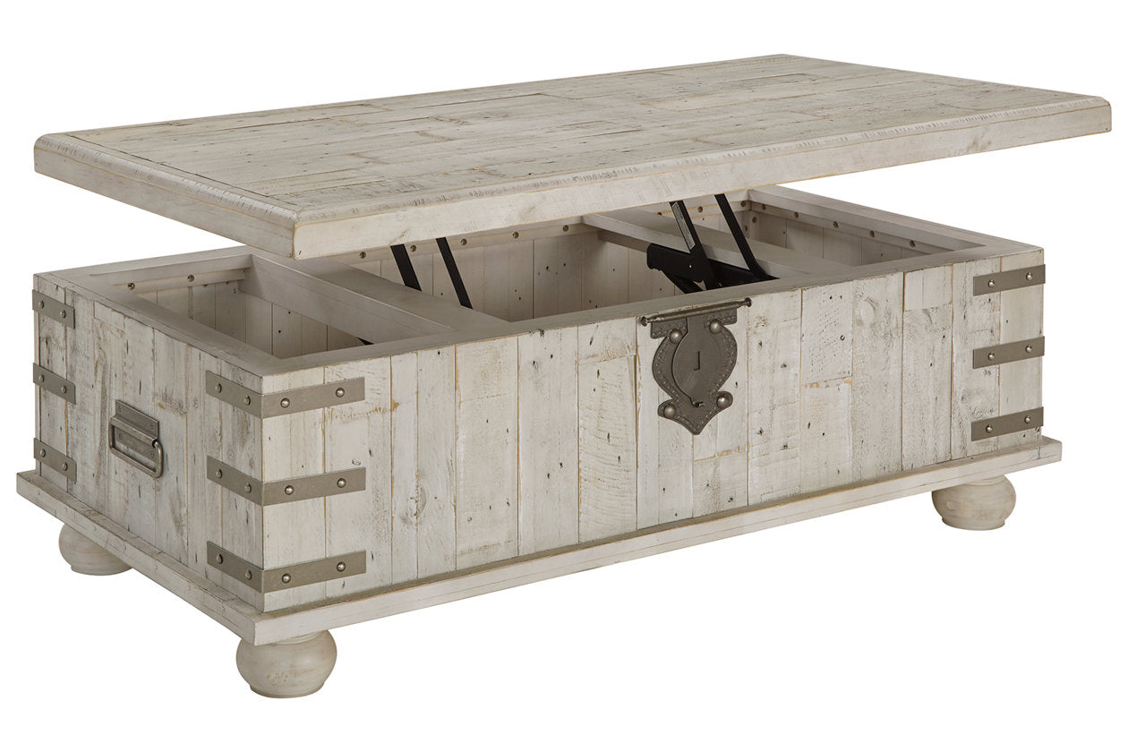Carynhurst White Wash Gray Coffee Table with Lift Top - T757-9 - Luna Furniture - Dallas Store