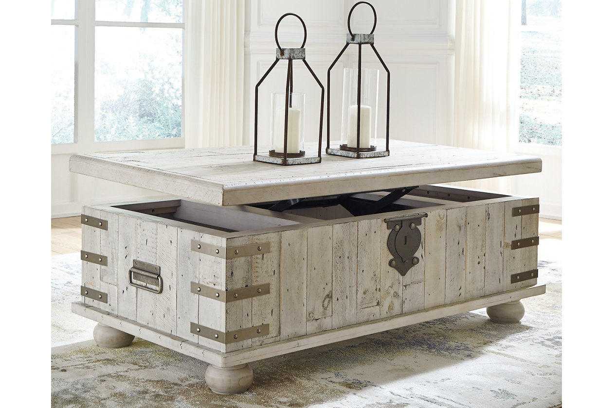 Carynhurst White Wash Gray Coffee Table with Lift Top - T757-9 - Luna Furniture - Dallas Store