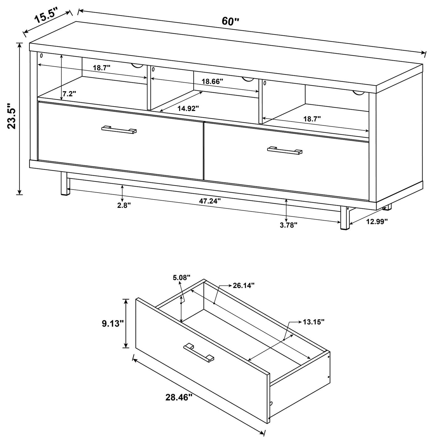 Casey 2-Drawer Rectangular TV Console Cappuccino - 701973 - Luna Furniture - Dallas Store